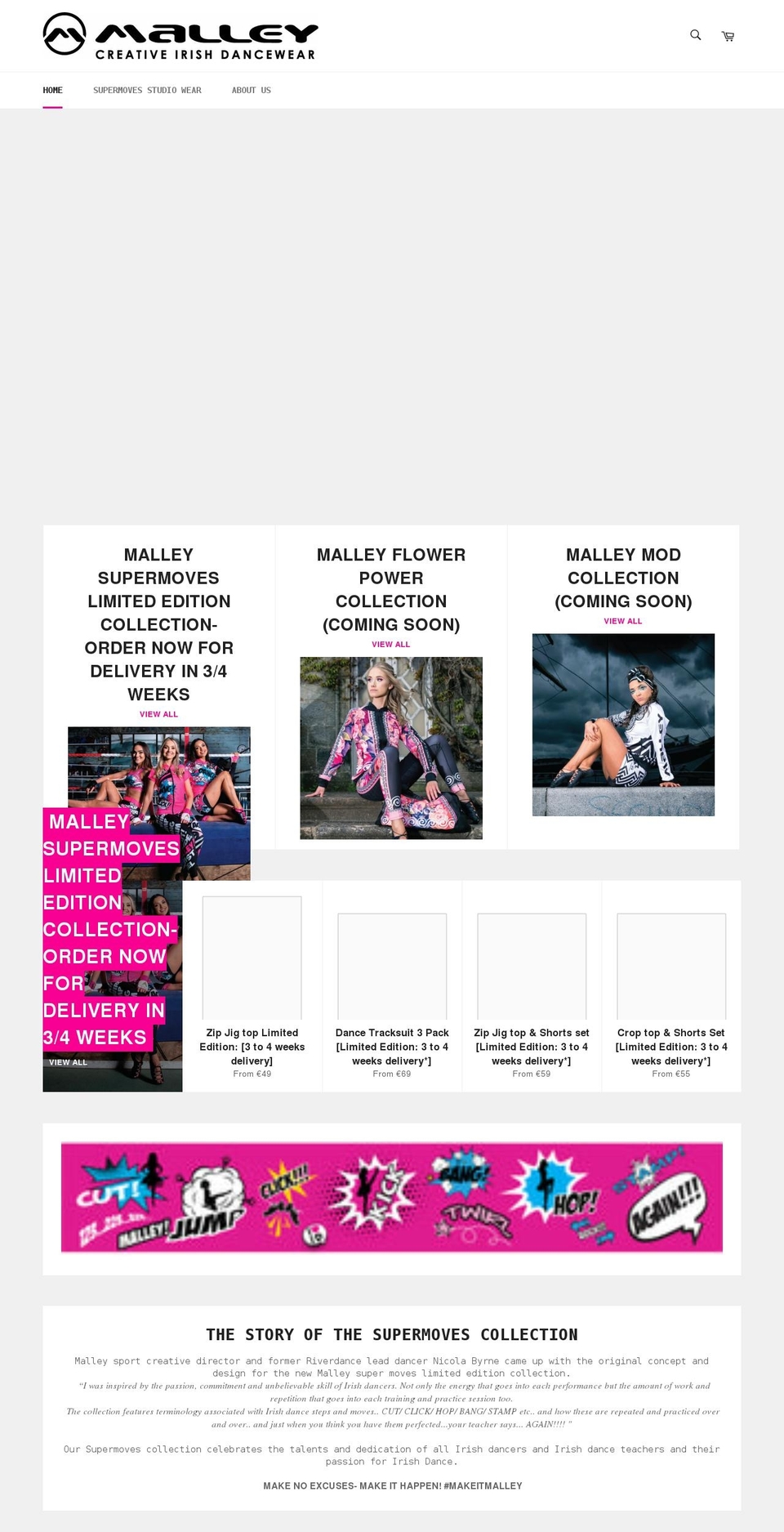 malleydancewear.com shopify website screenshot