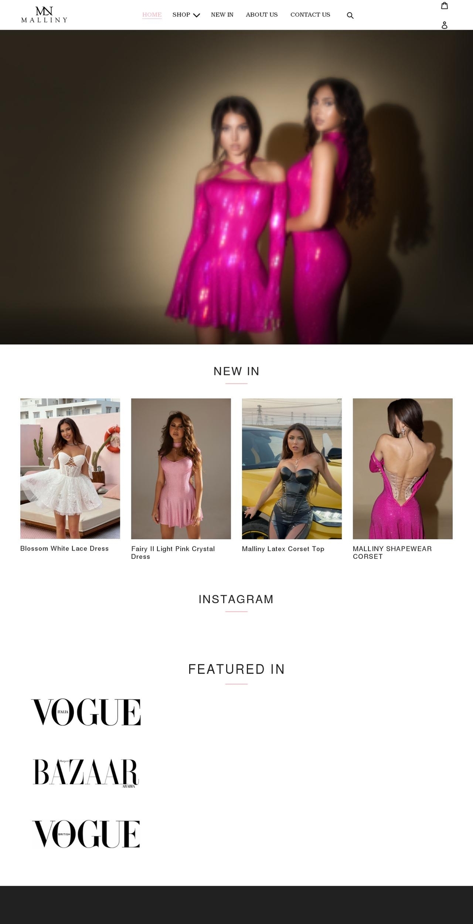 malliny.com shopify website screenshot