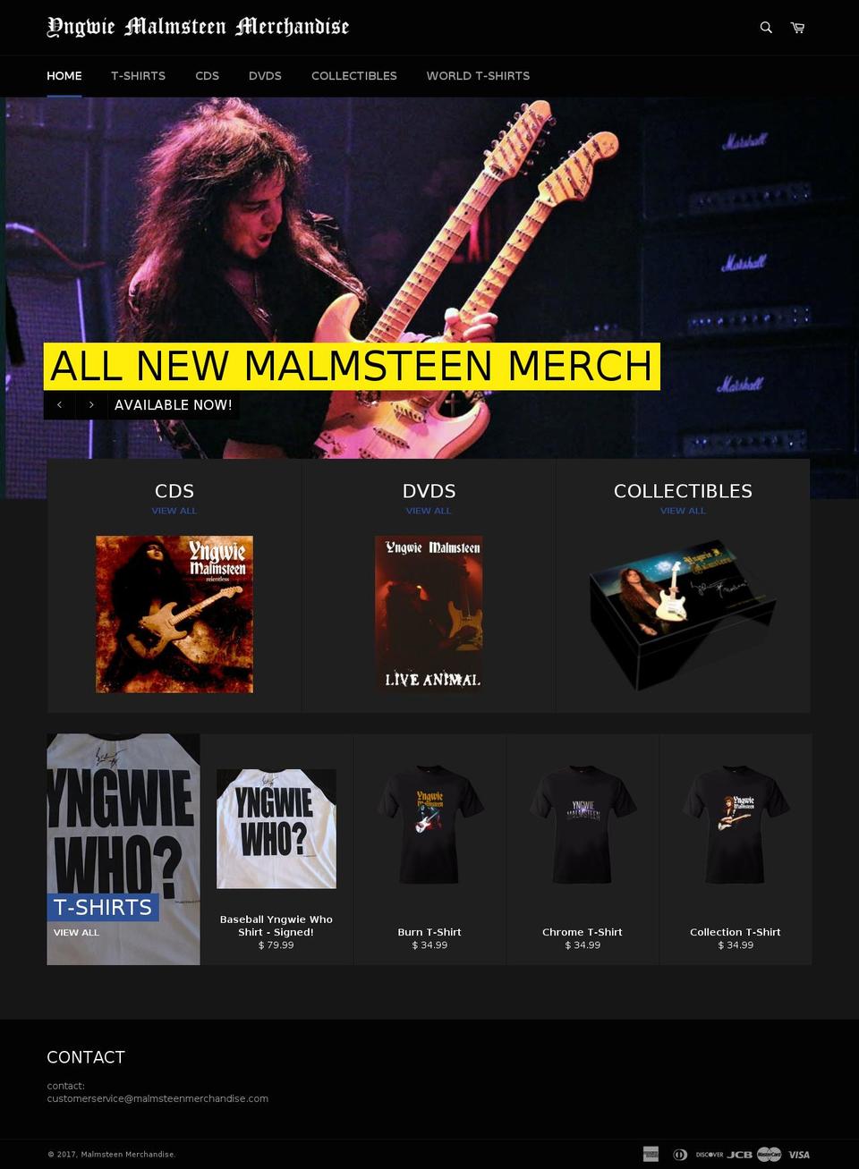 malmsteenmerchandise.com shopify website screenshot