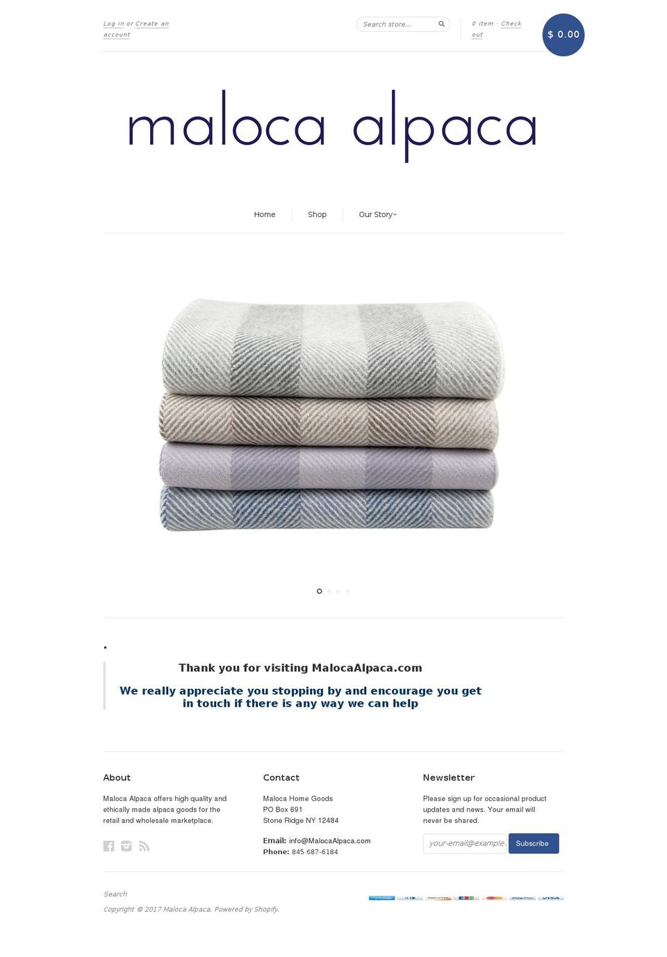 malocahomegoods.com shopify website screenshot