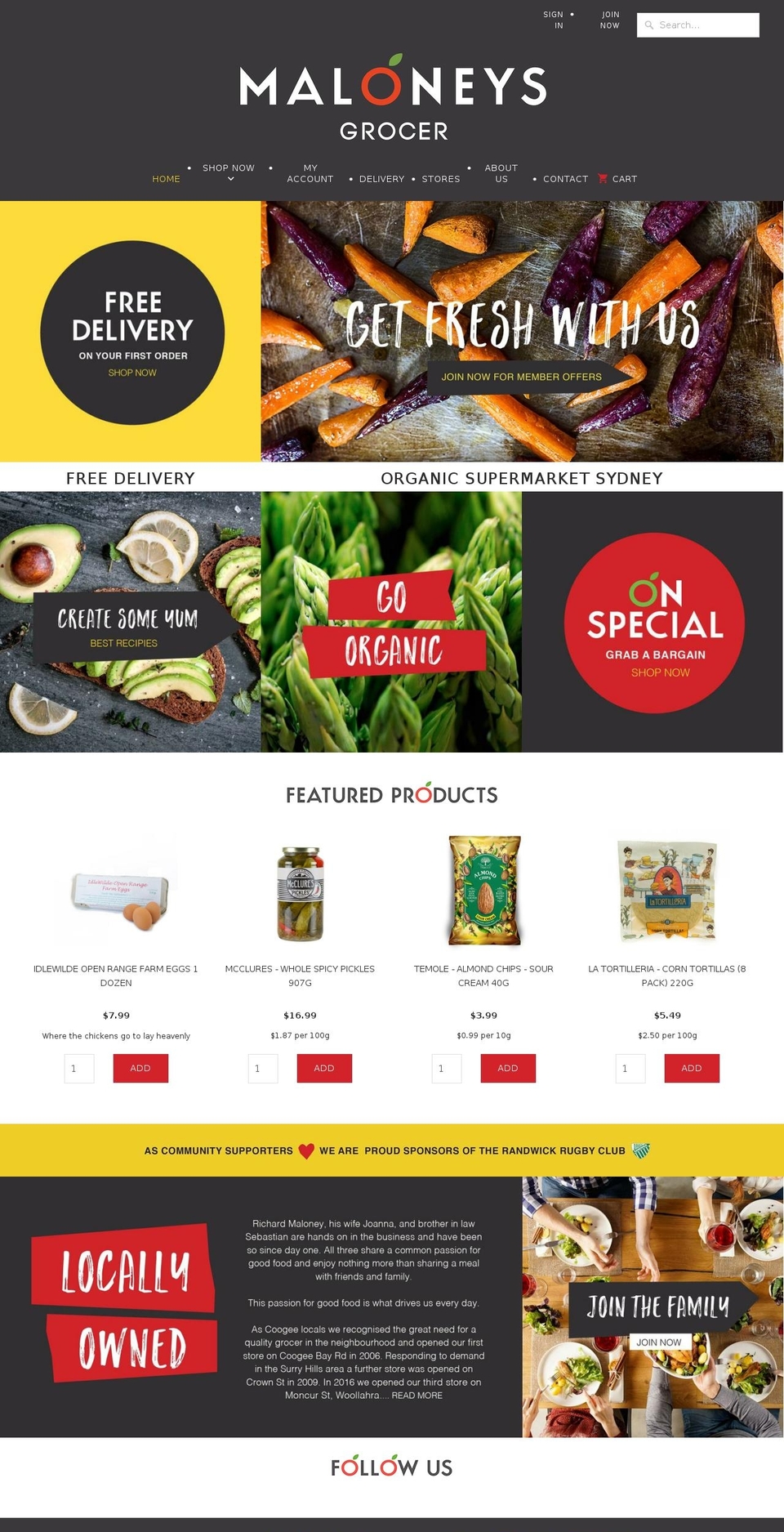 maloneysgrocer.com.au shopify website screenshot