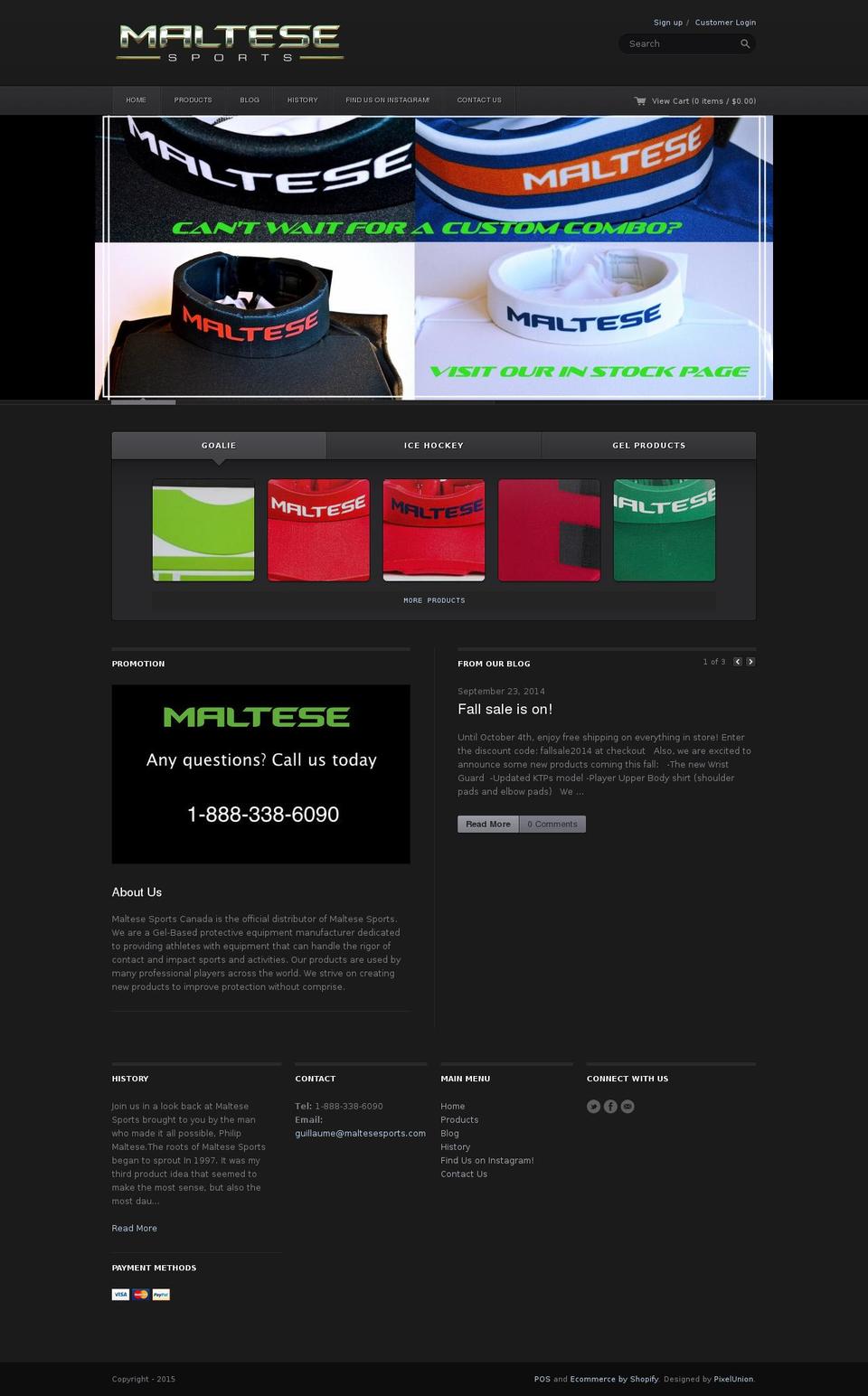 Technophile Shopify theme site example maltesehockey.ca