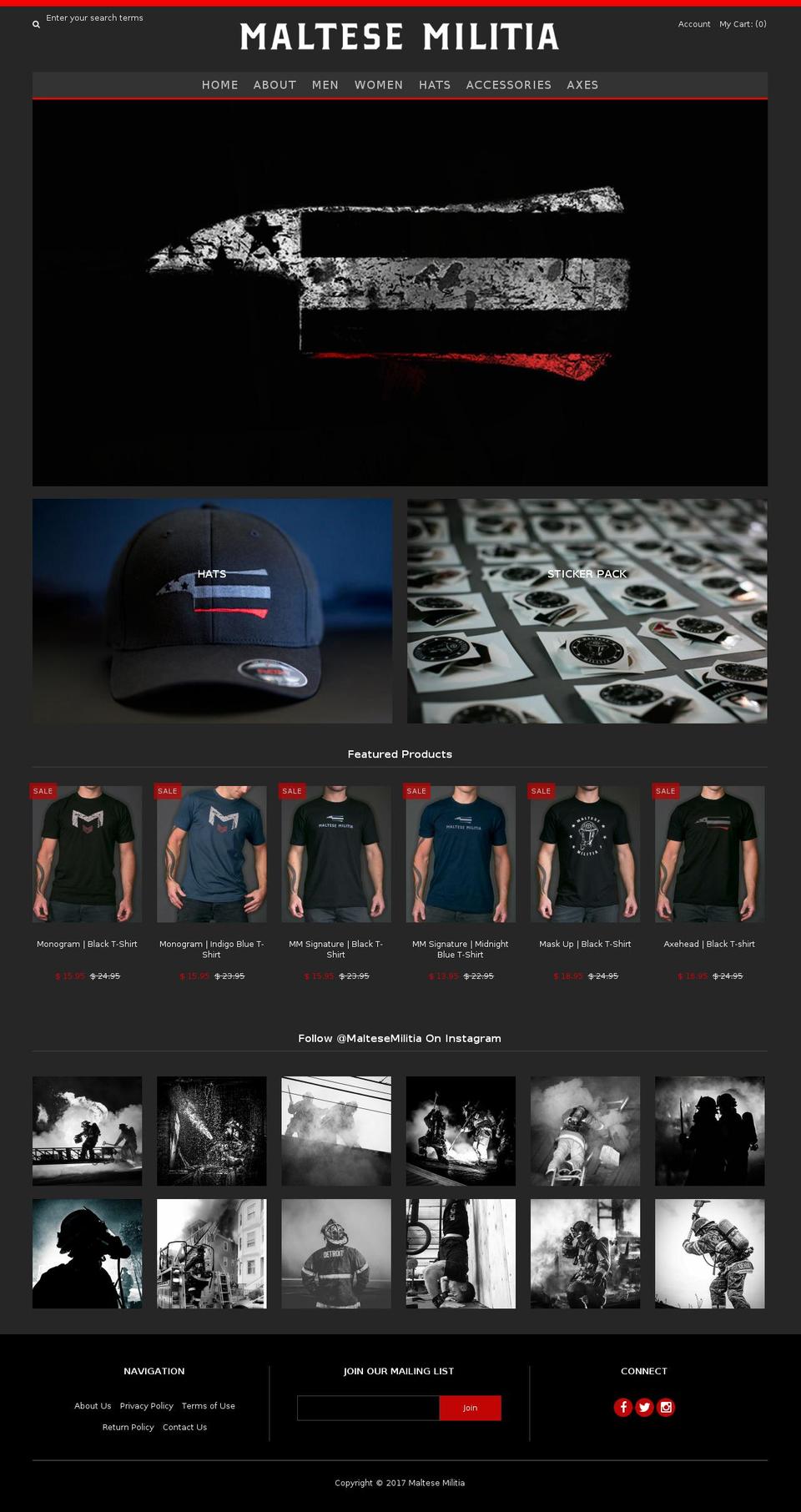 maltesemilitia.org shopify website screenshot