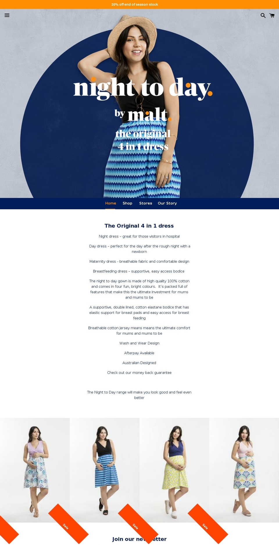 maltmaternity.com — Shopify storefront screenshot