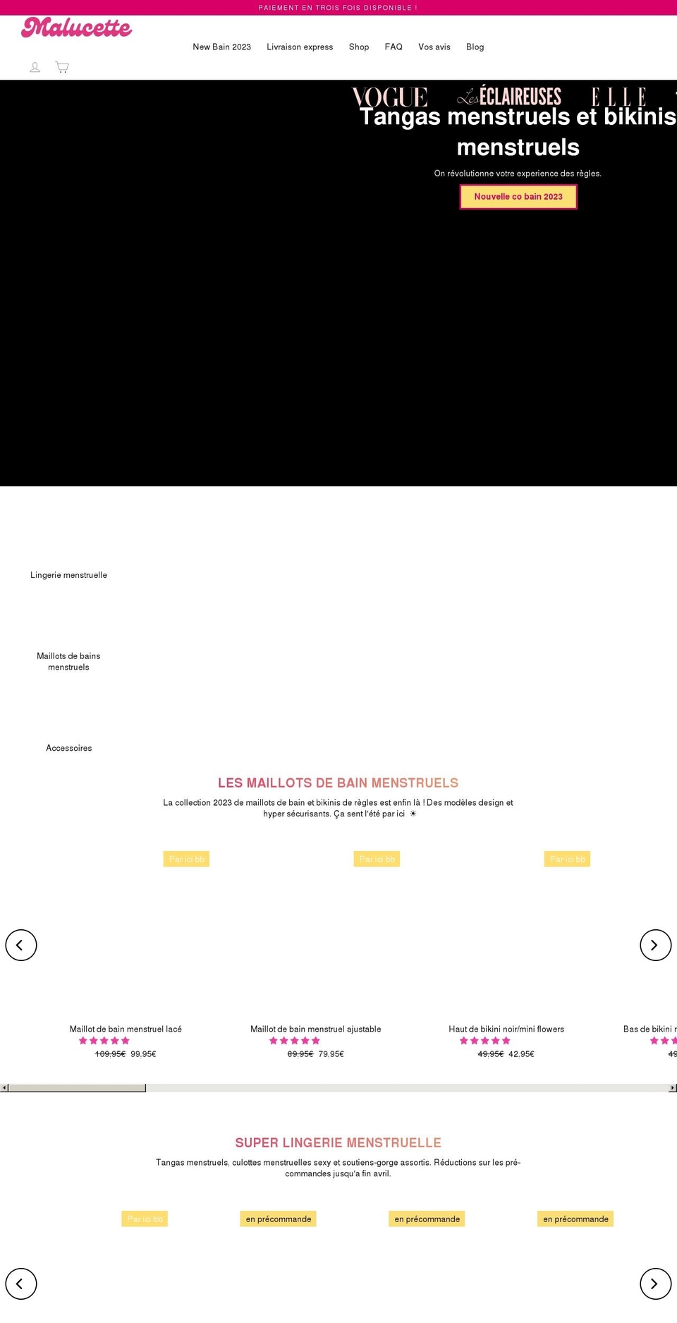 malucette.com shopify website screenshot