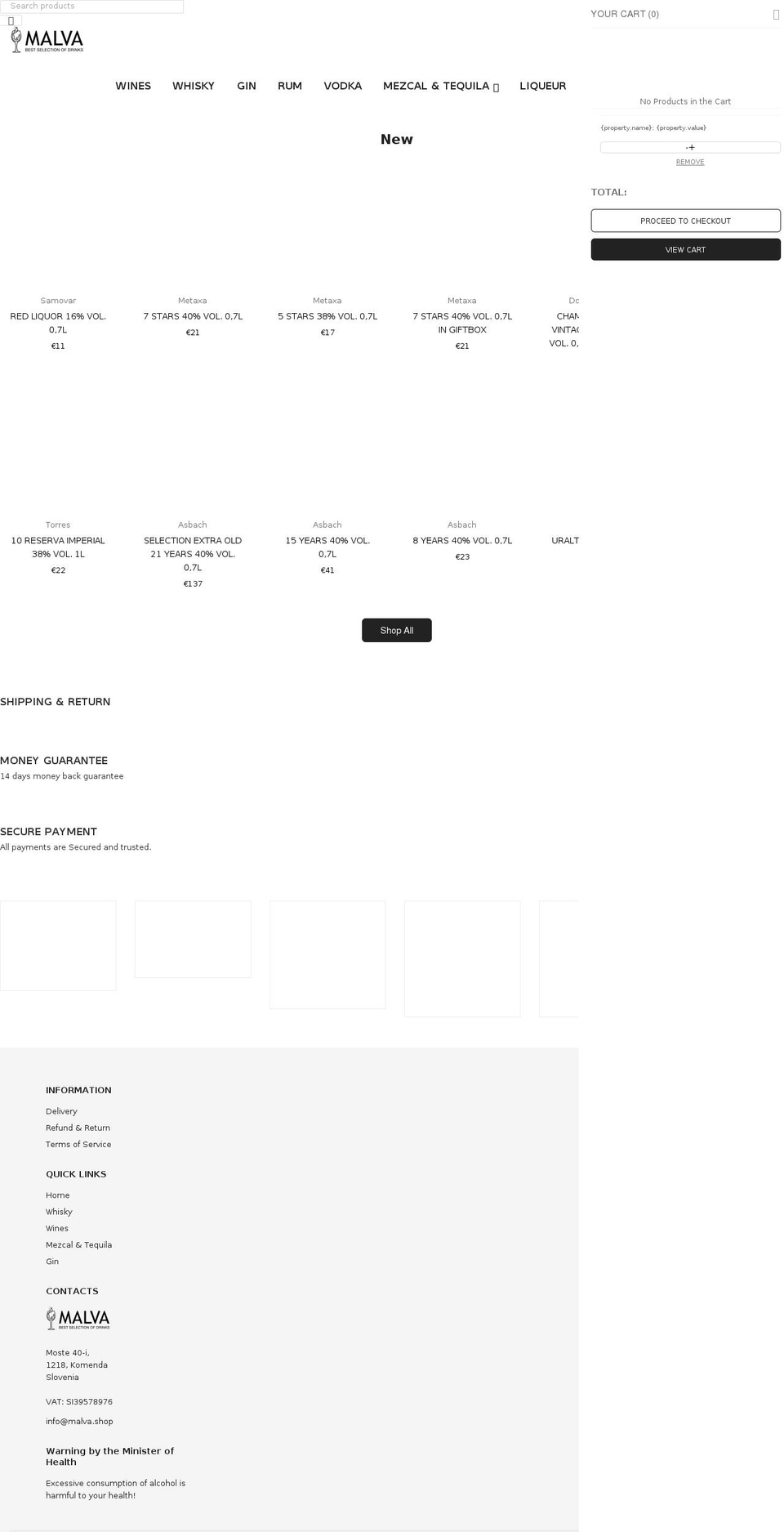 Next Theme Shopify theme site example malva.shop