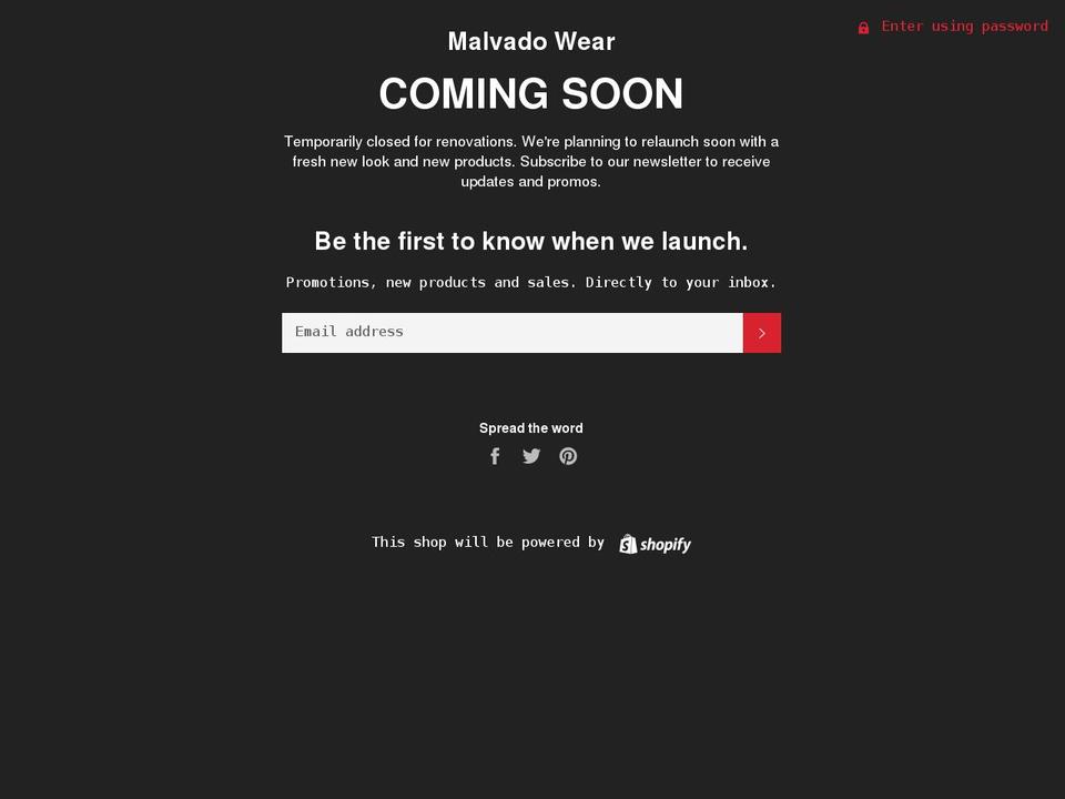 malvadowear.com shopify website screenshot