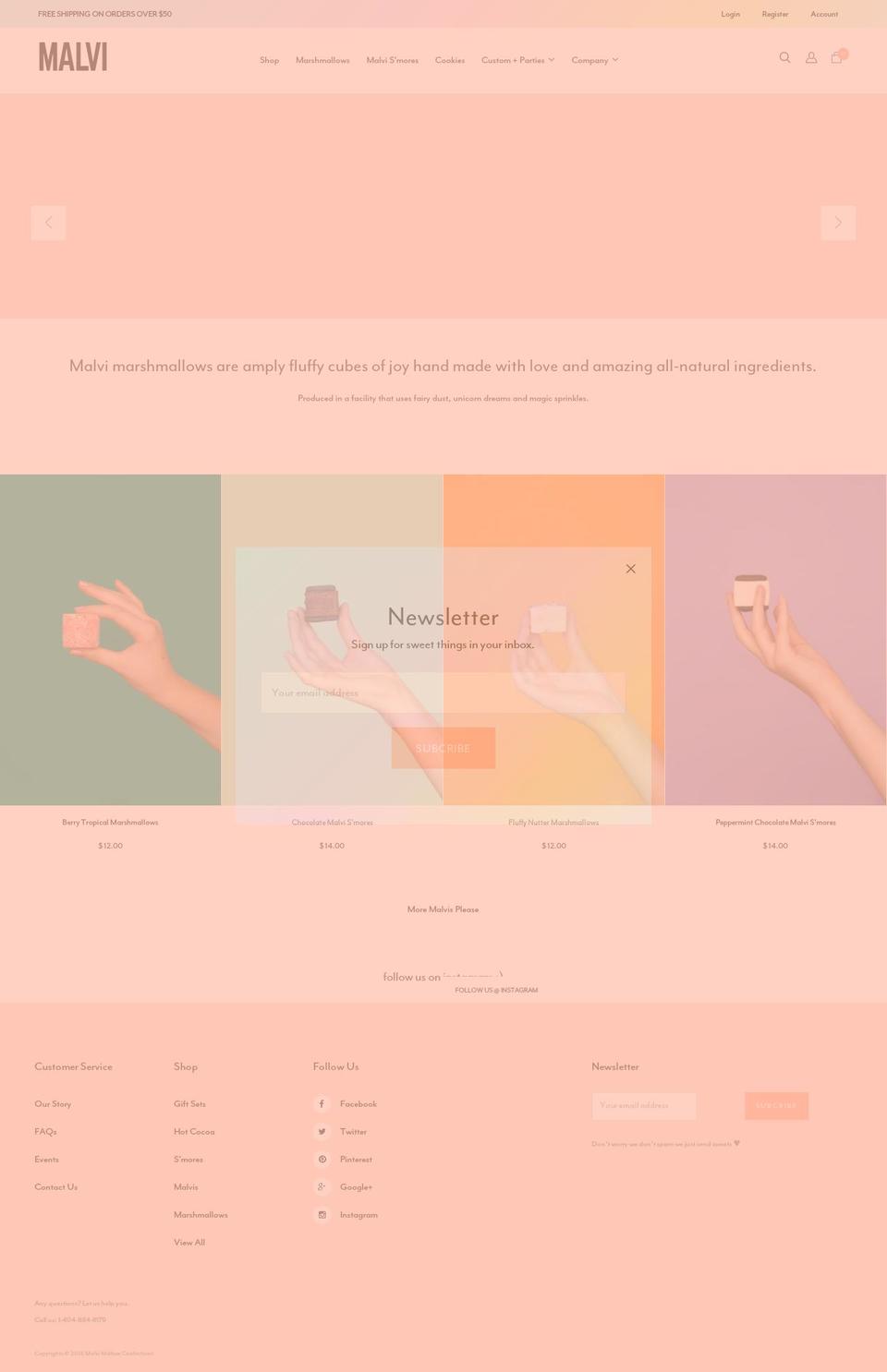 malvimallow.com shopify website screenshot
