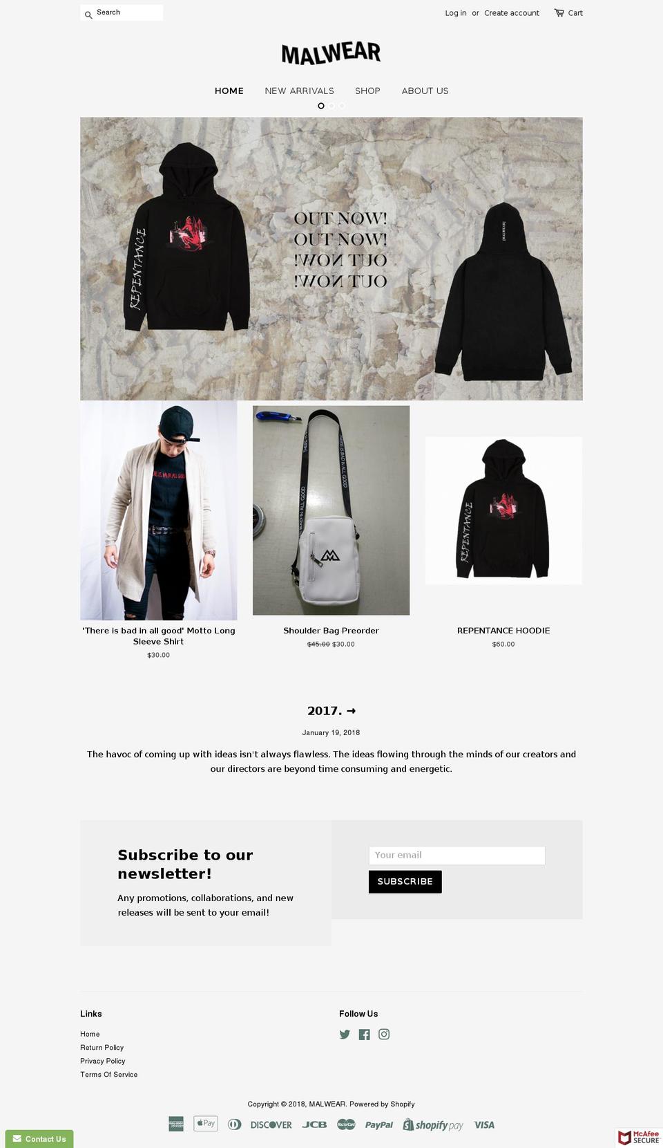 malwear.co shopify website screenshot