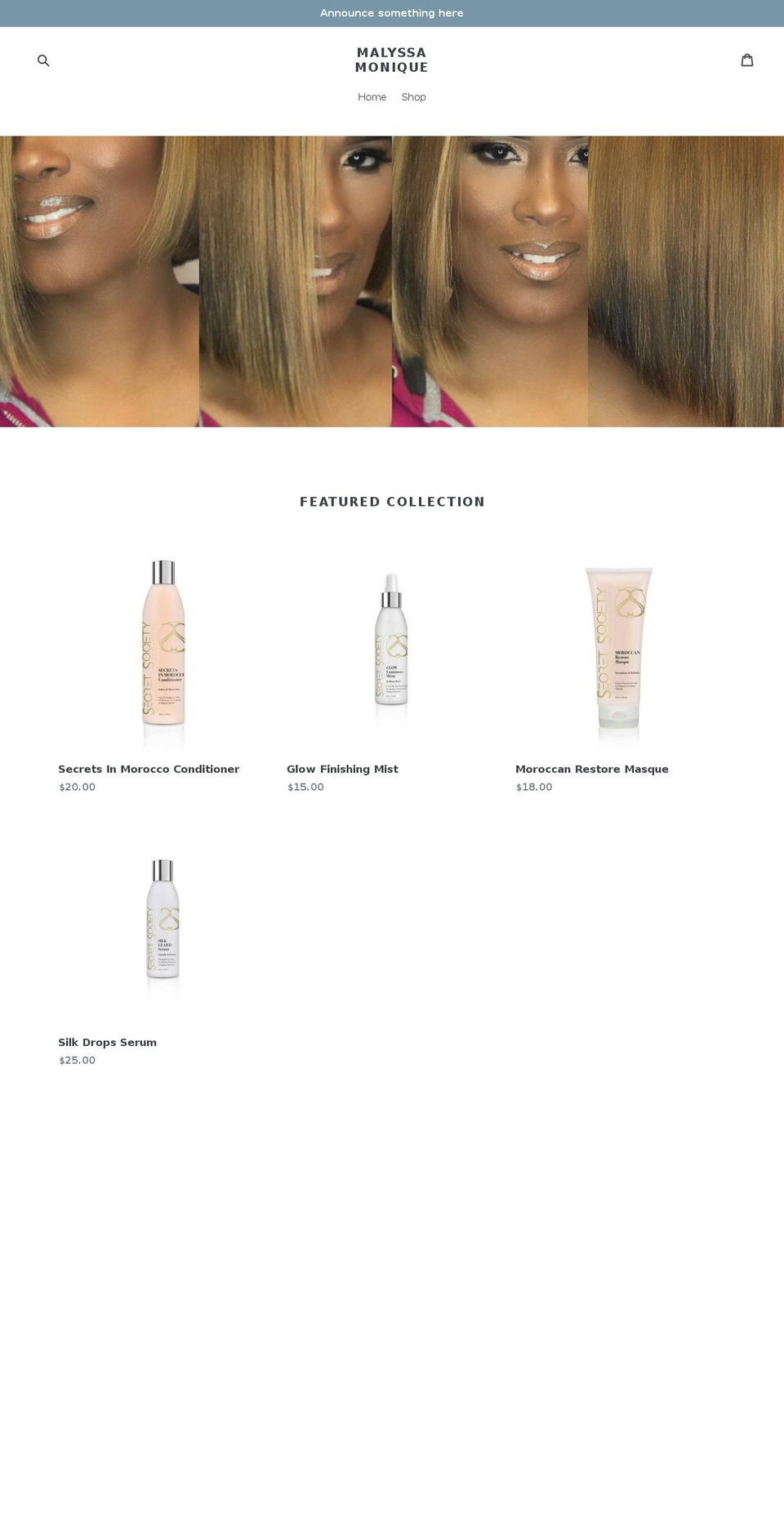 malyssamonique.com — Shopify storefront screenshot