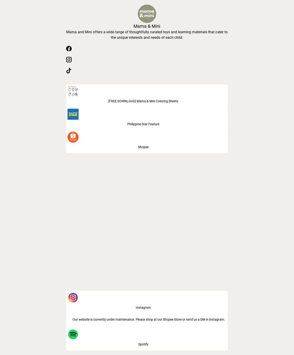 Customized Shopify theme site example mama-mini.com