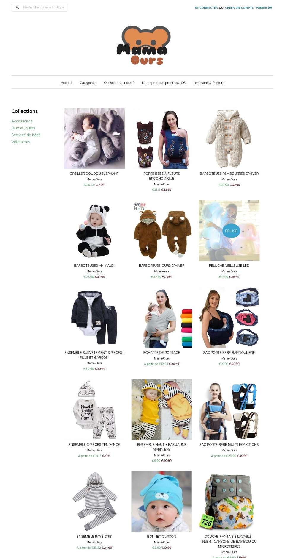 mama-ours.com — Shopify storefront screenshot