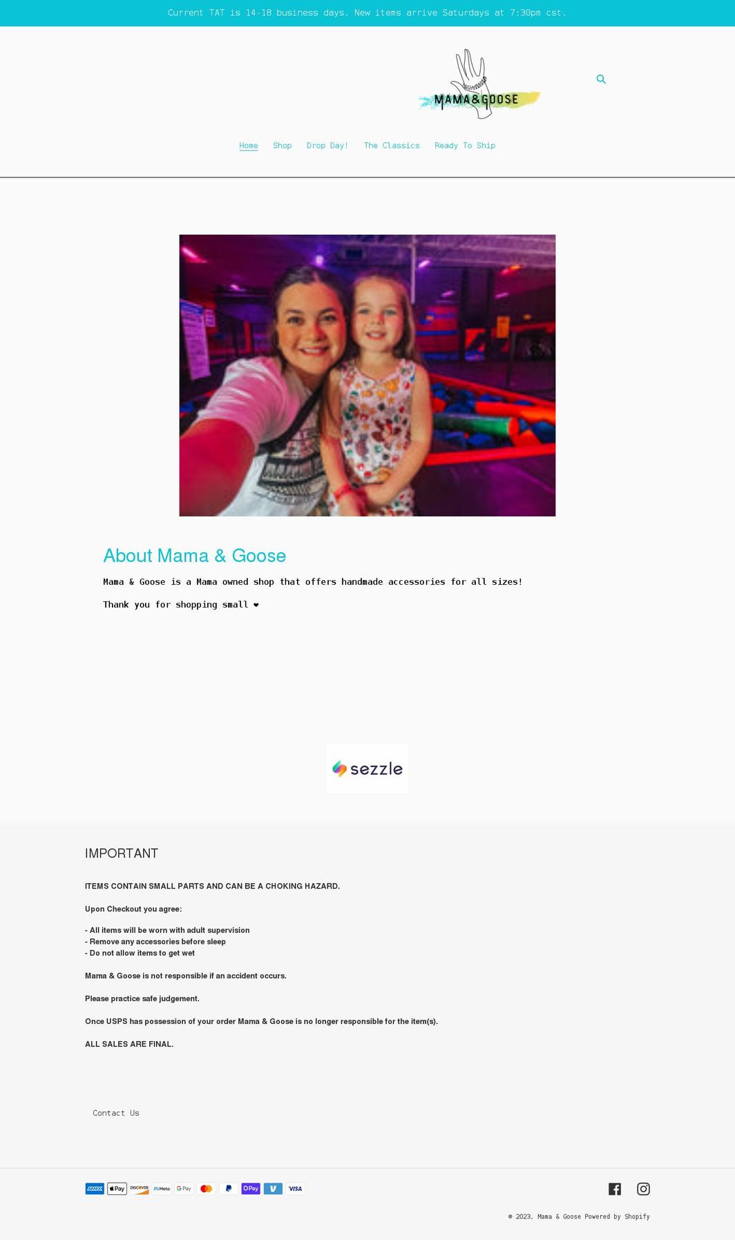 mamaandgoose.com shopify website screenshot