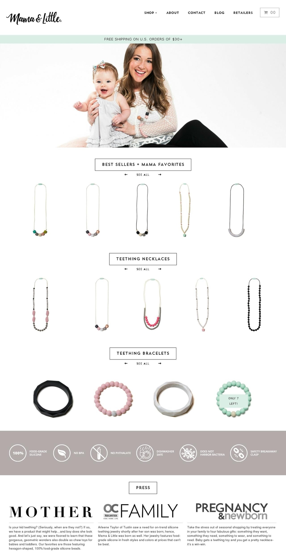 mamaandlittle.com shopify website screenshot