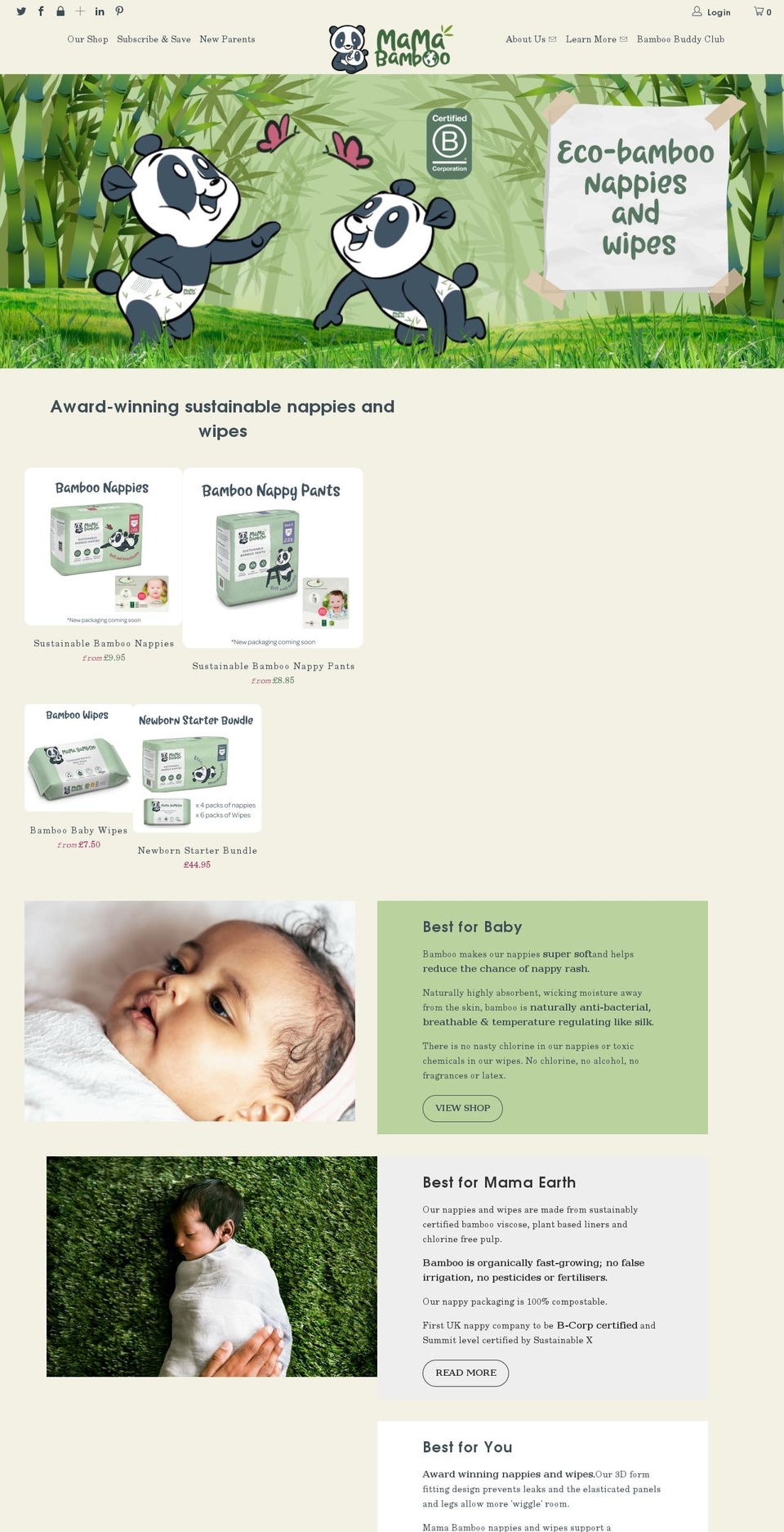 mamabamboo.com shopify website screenshot