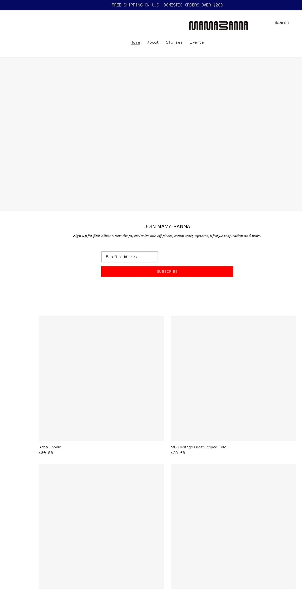 mamabanna.com shopify website screenshot