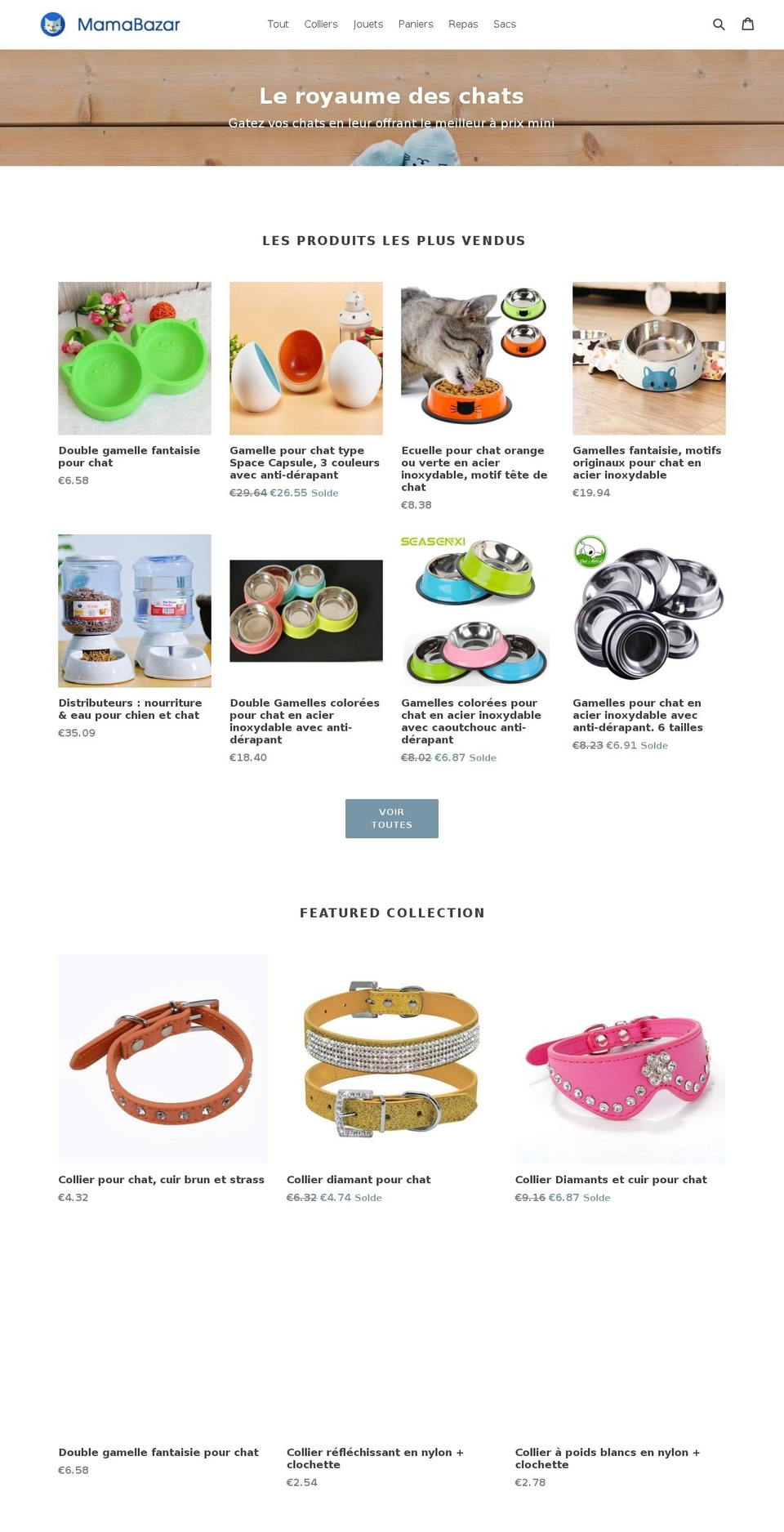 mamabazar.fr shopify website screenshot