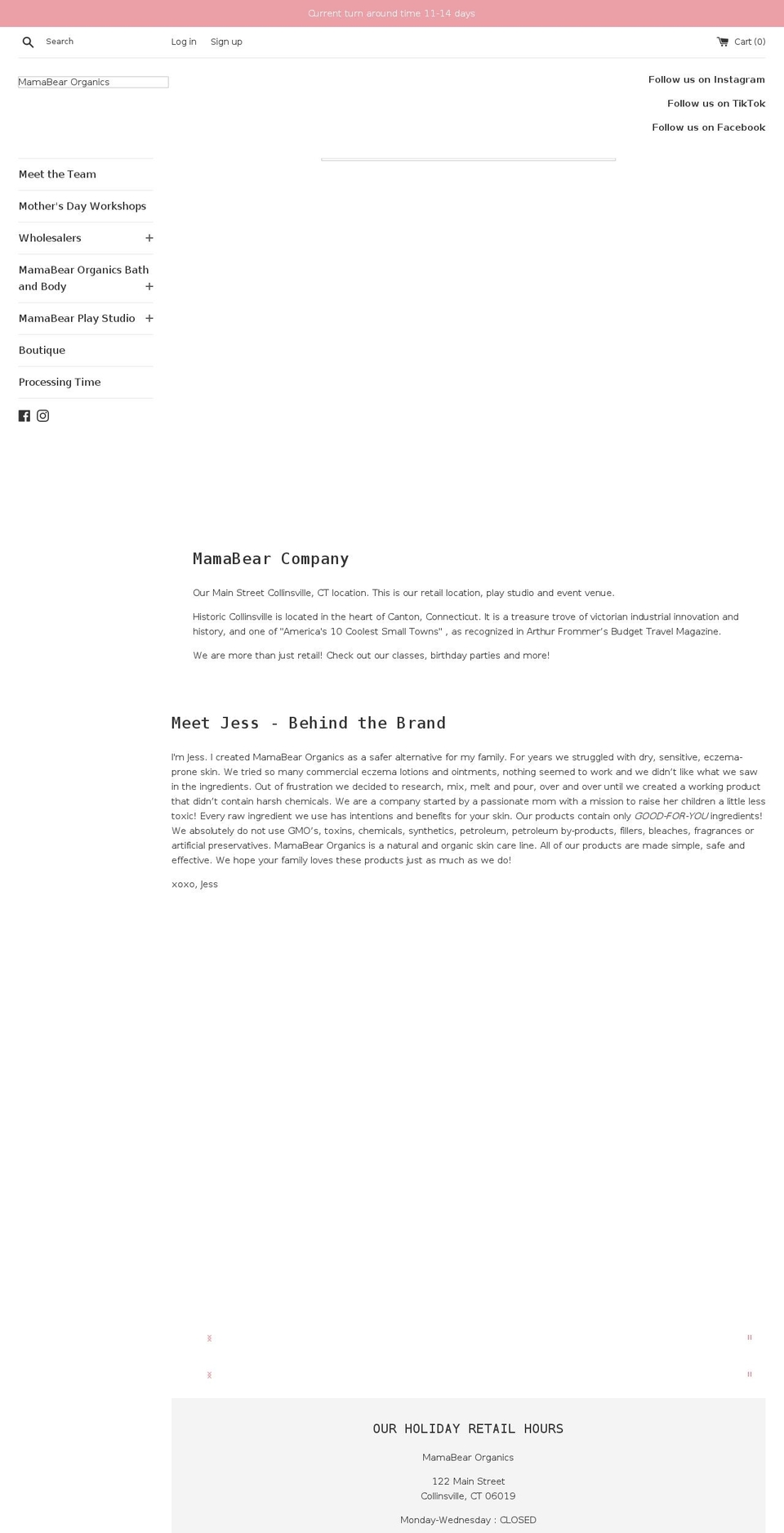 mamabearct.com shopify website screenshot