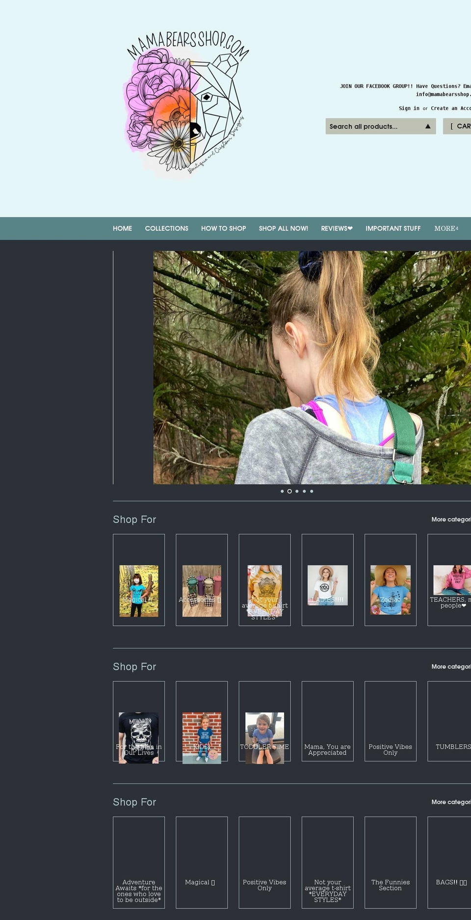 mamabearsshop.com shopify website screenshot
