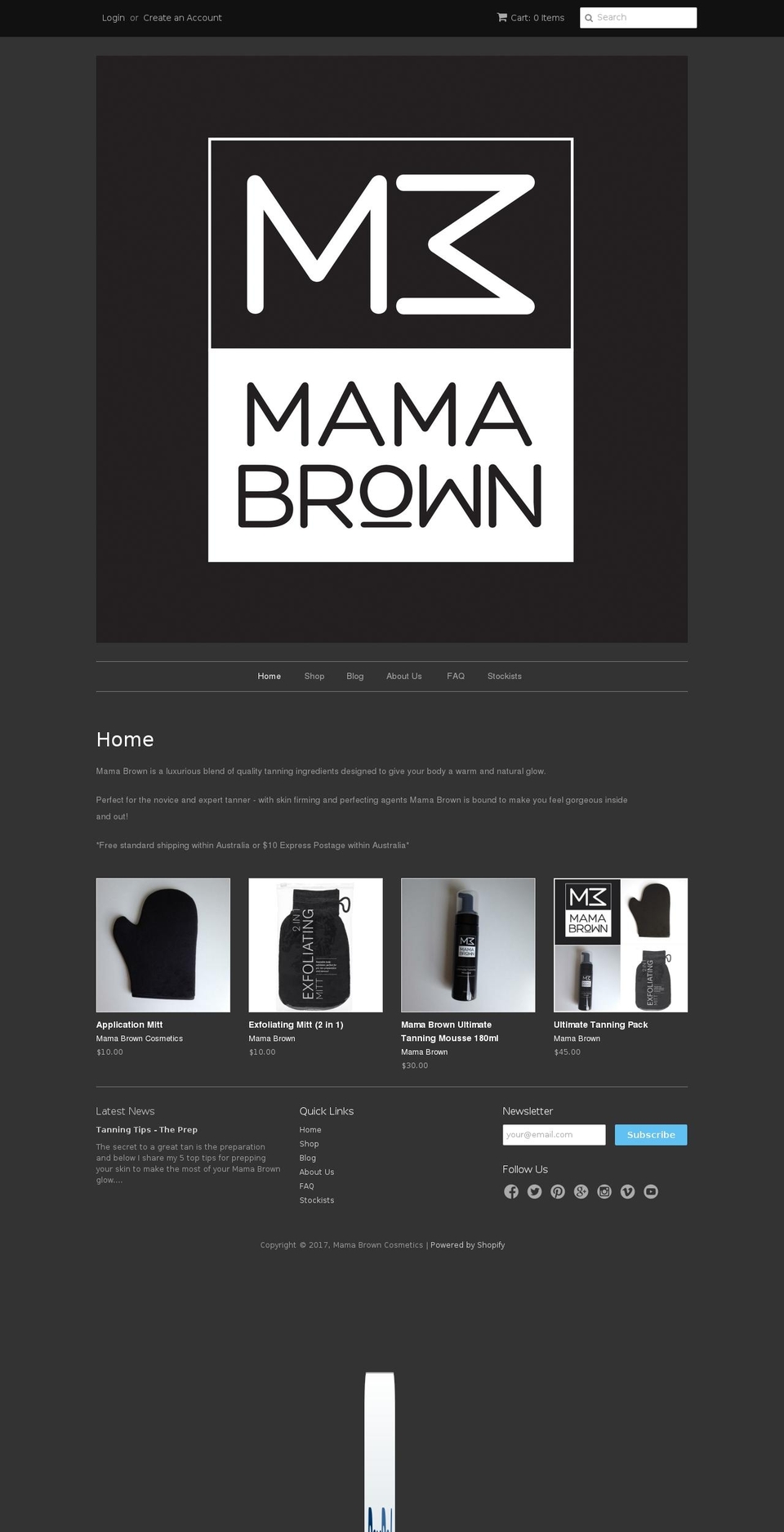mamabrowncosmetics.com shopify website screenshot