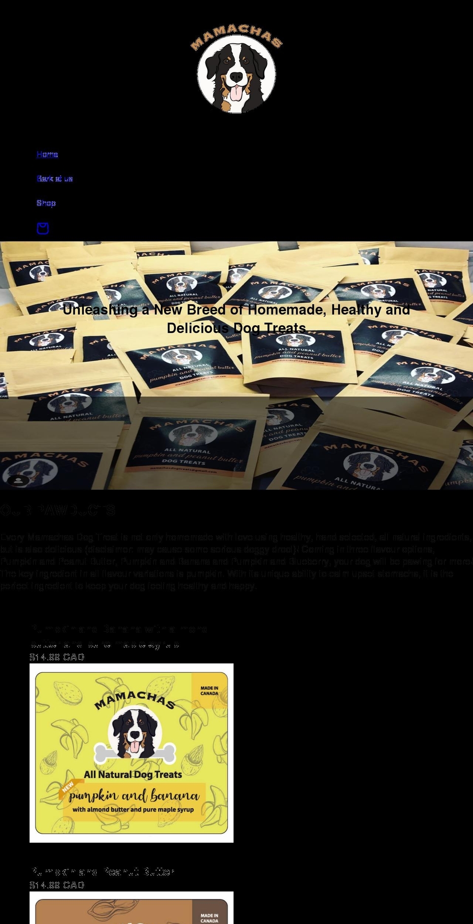 mamachasdogtreats.com shopify website screenshot