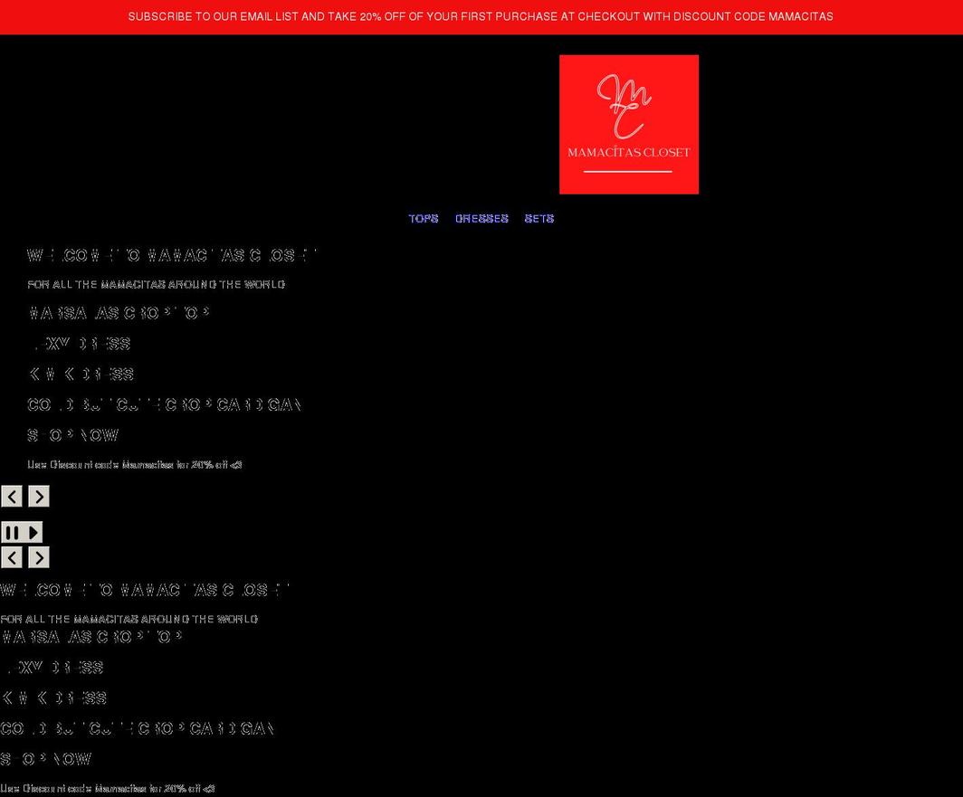 mamacitascloset.com shopify website screenshot