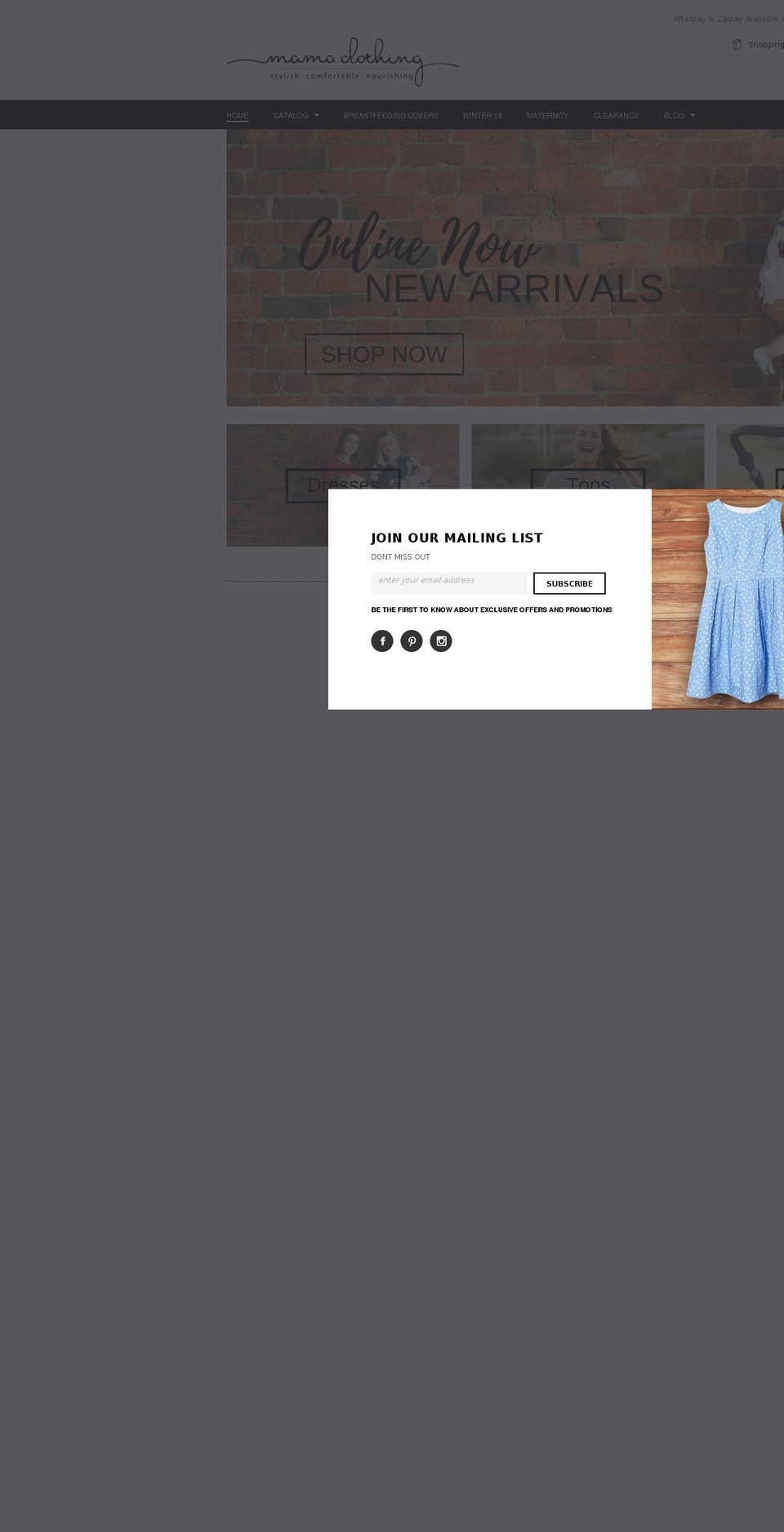 mamaclothing.com.au shopify website screenshot