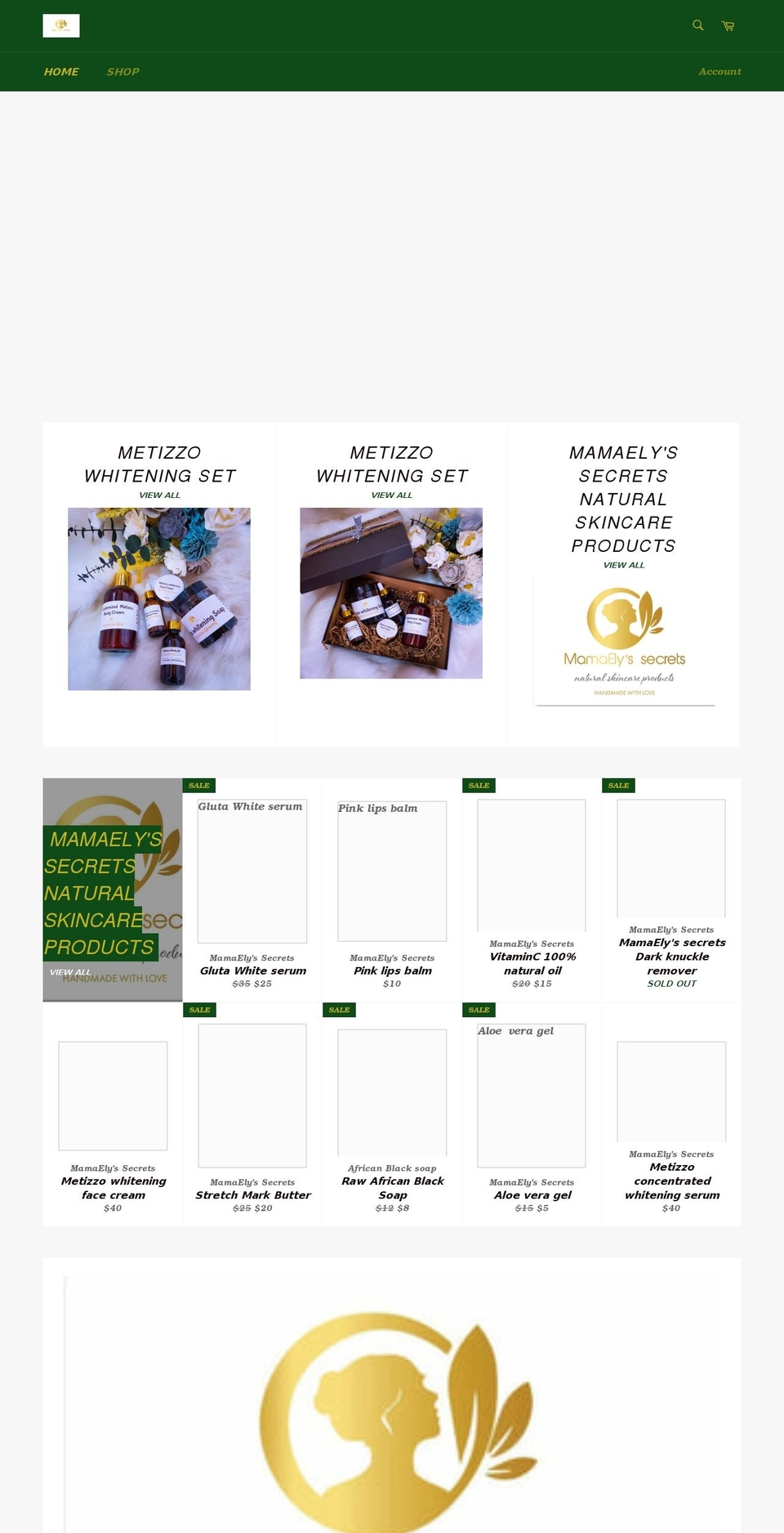mamaelysecrets.com shopify website screenshot