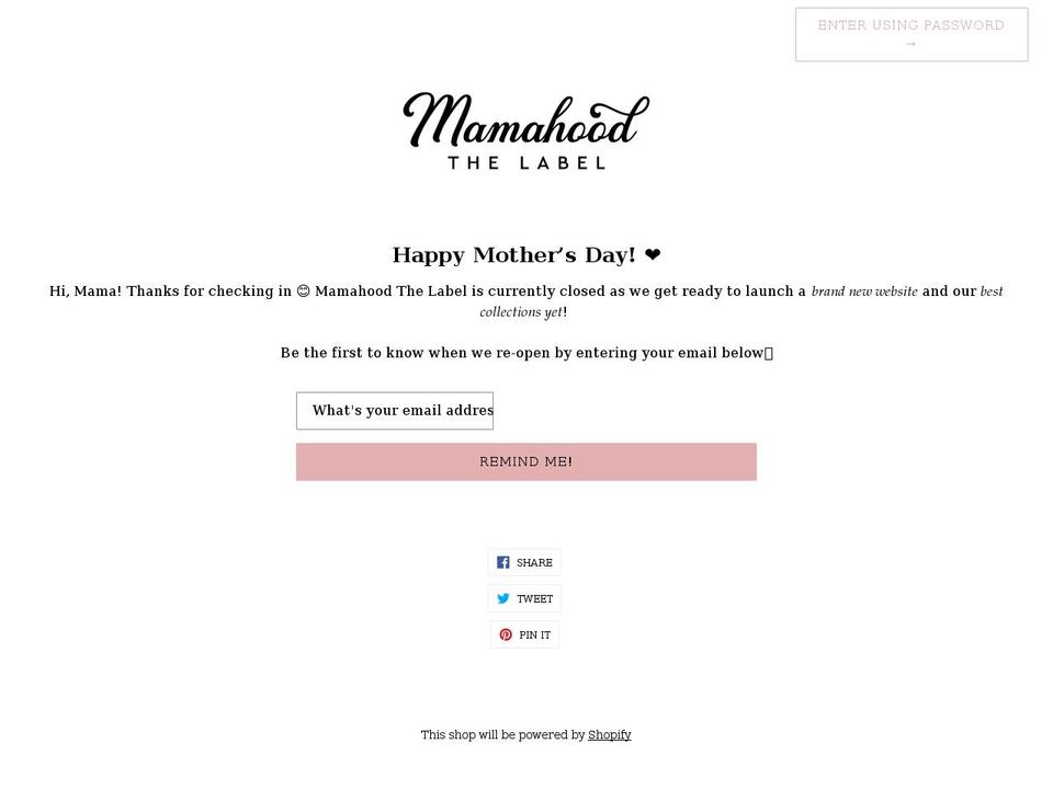 mamahoodthelabel.com shopify website screenshot