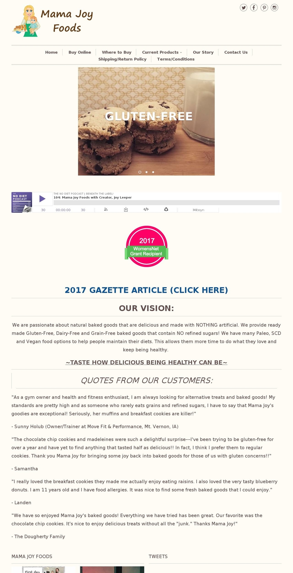 mamajoyfoods.com shopify website screenshot