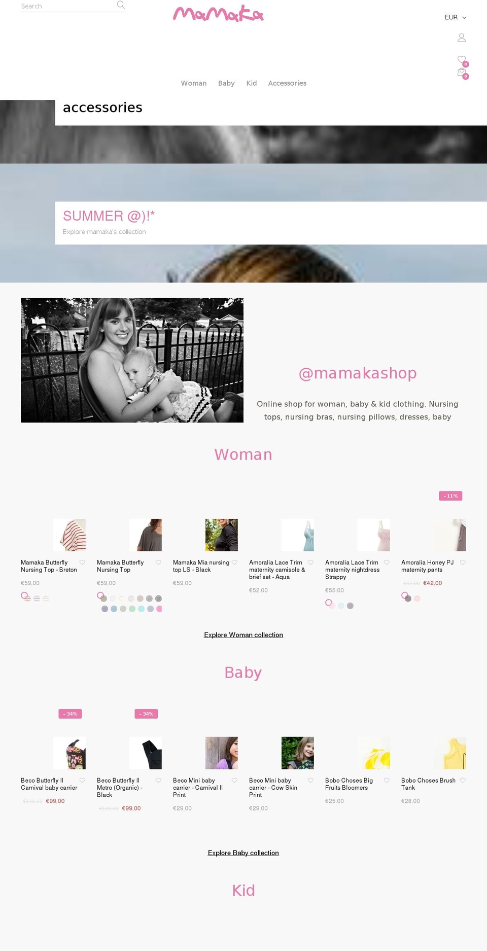 mamaka.eu shopify website screenshot
