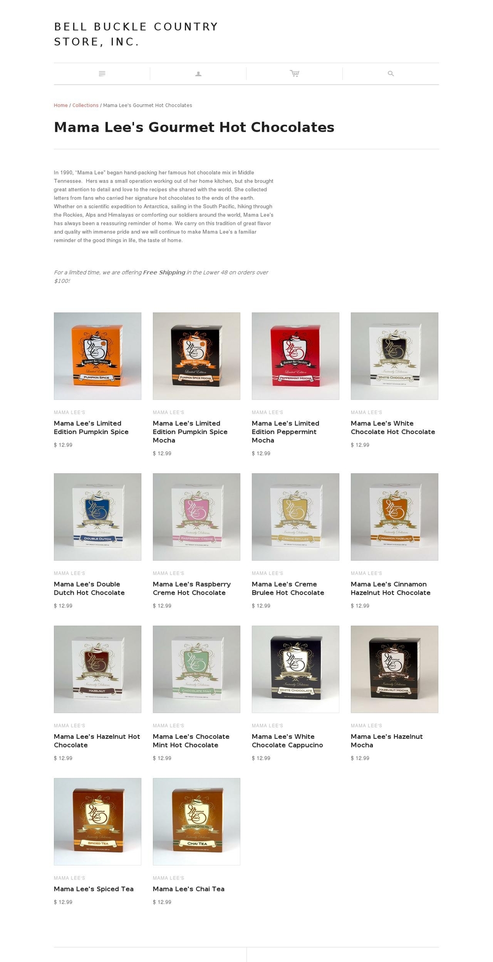 mamaleeshotchocolate.com shopify website screenshot