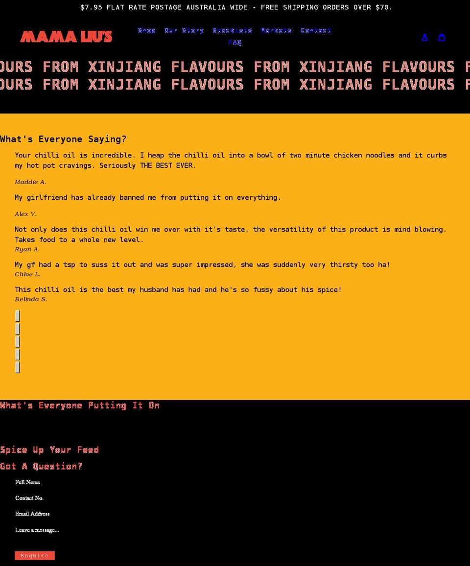 mamalius.com.au shopify website screenshot