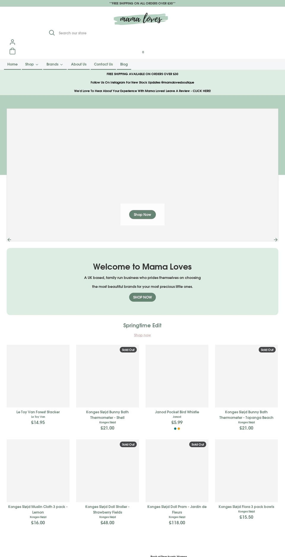 mamalovesboutique.com shopify website screenshot