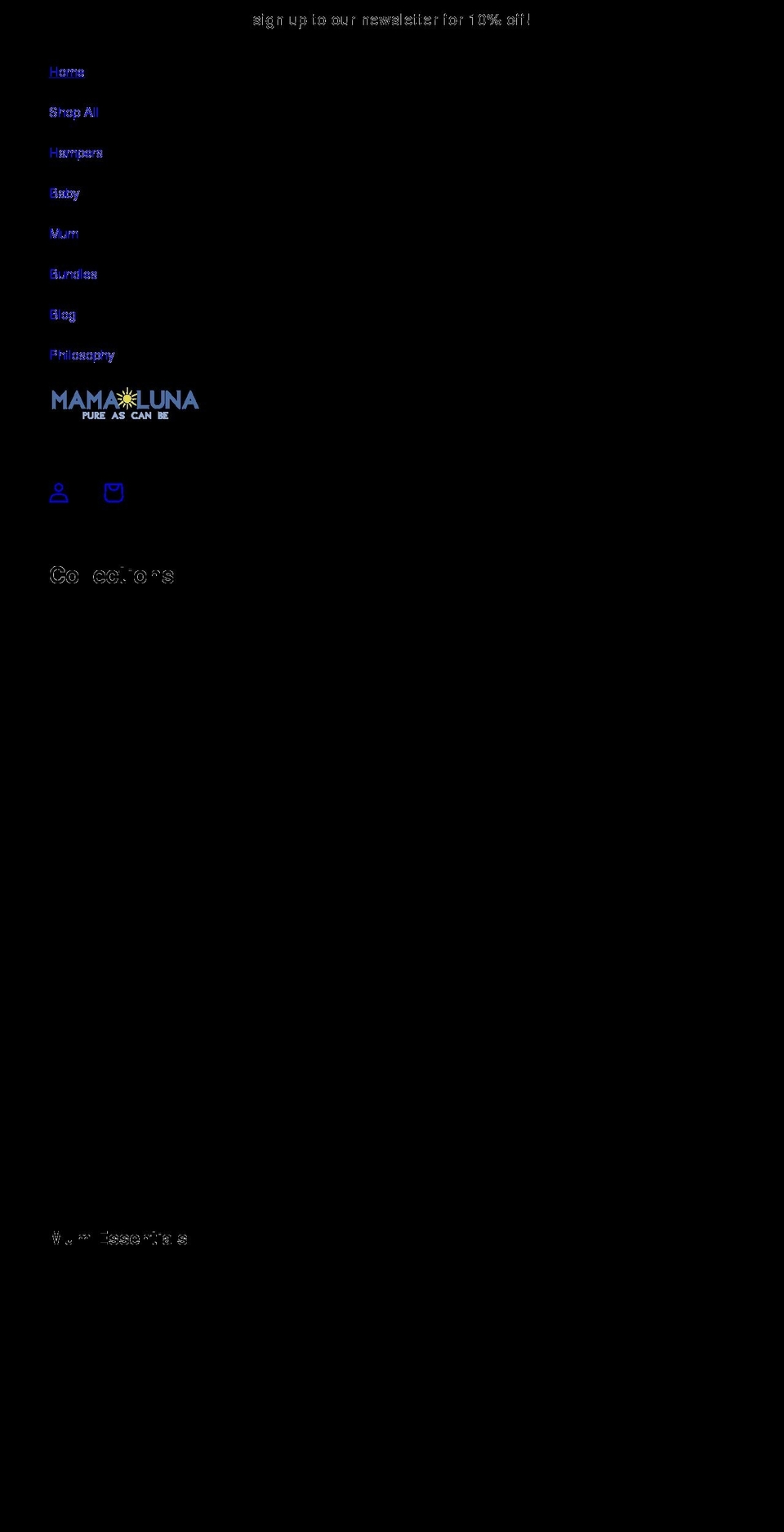mamaluna.com.au shopify website screenshot