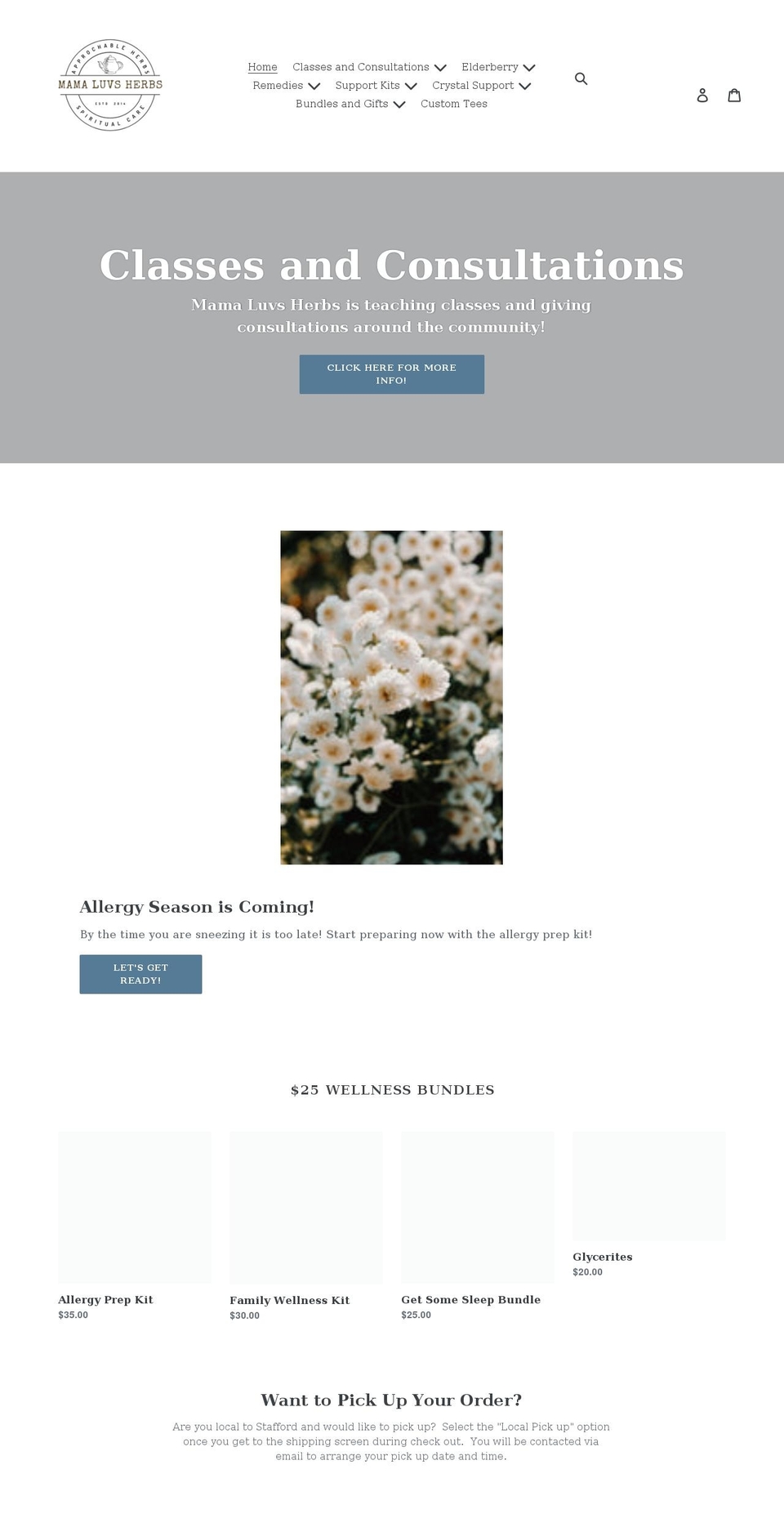 mamaluvsherbs.com shopify website screenshot