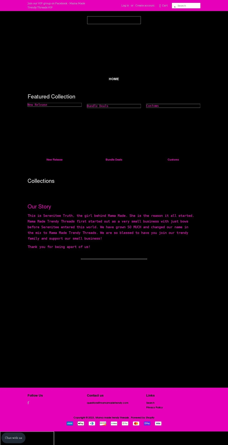 mamamadetrendy.com shopify website screenshot