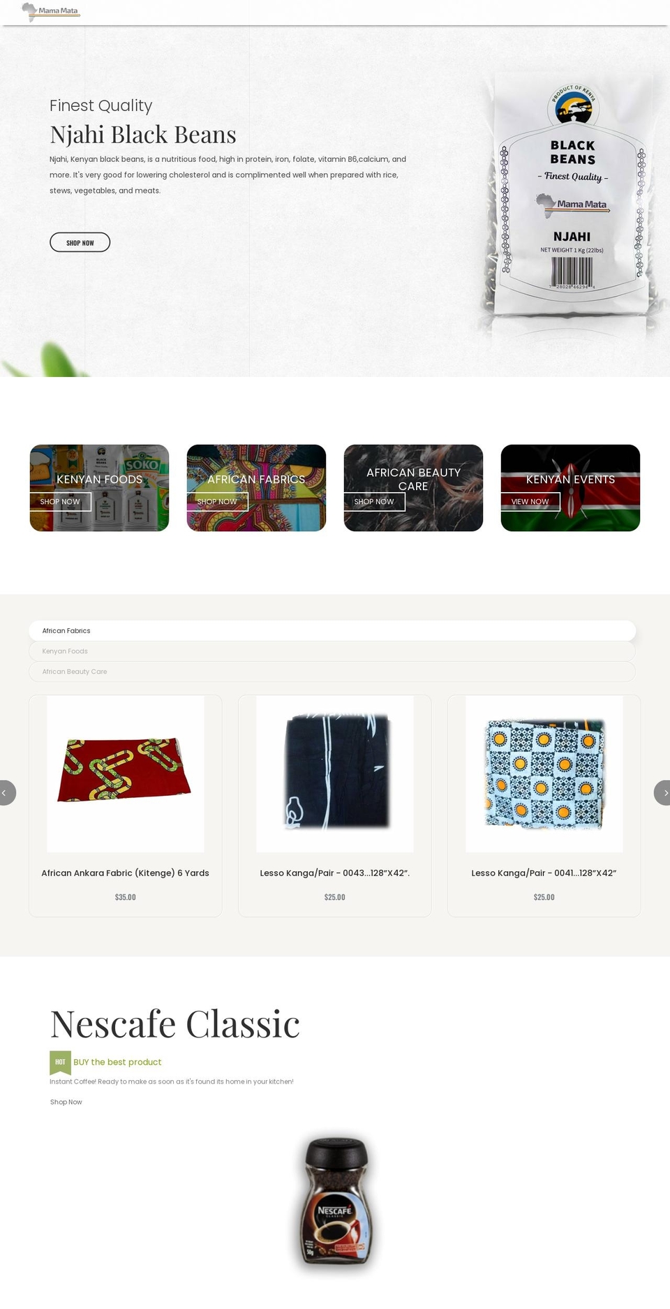 mamamata.com shopify website screenshot