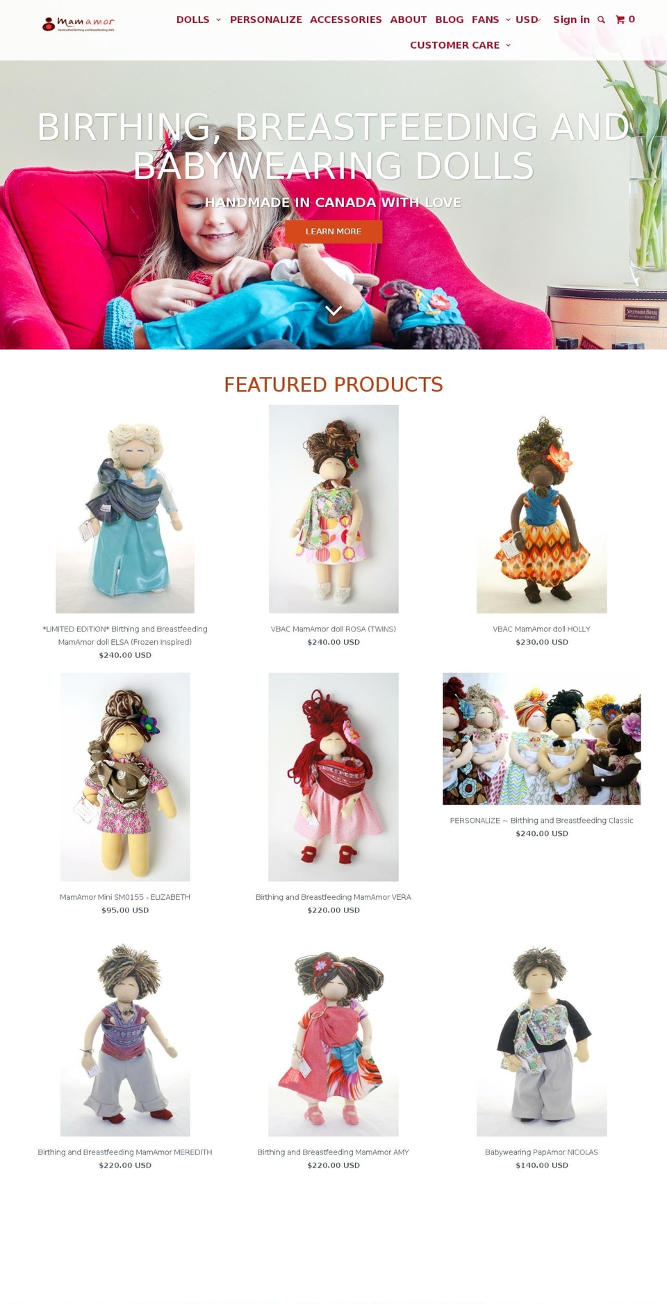 mamamordolls.com shopify website screenshot