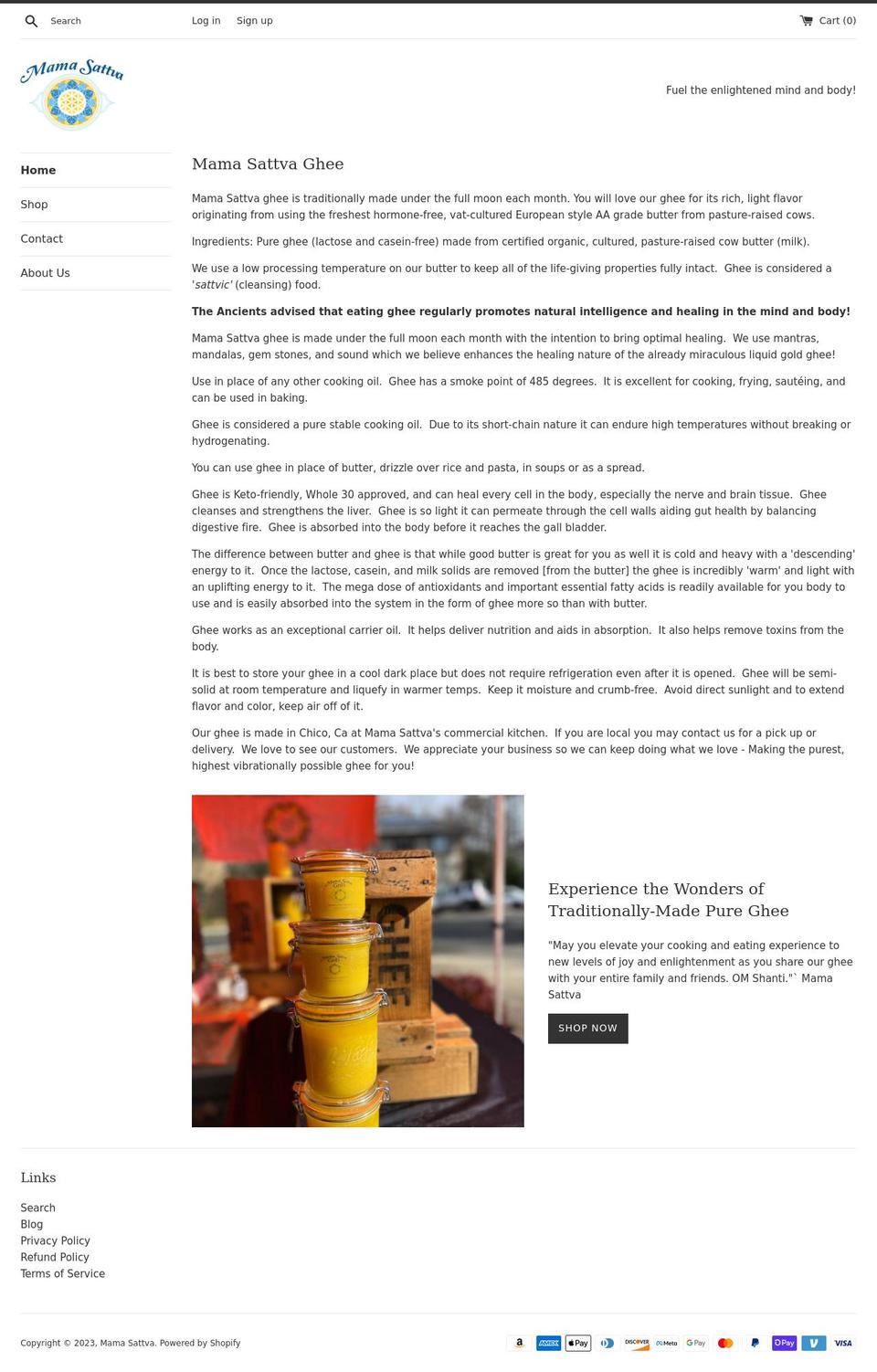 mamasattva.com shopify website screenshot