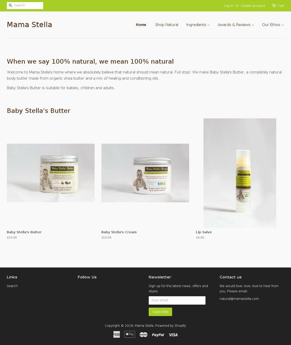mamastella.com — Shopify storefront screenshot