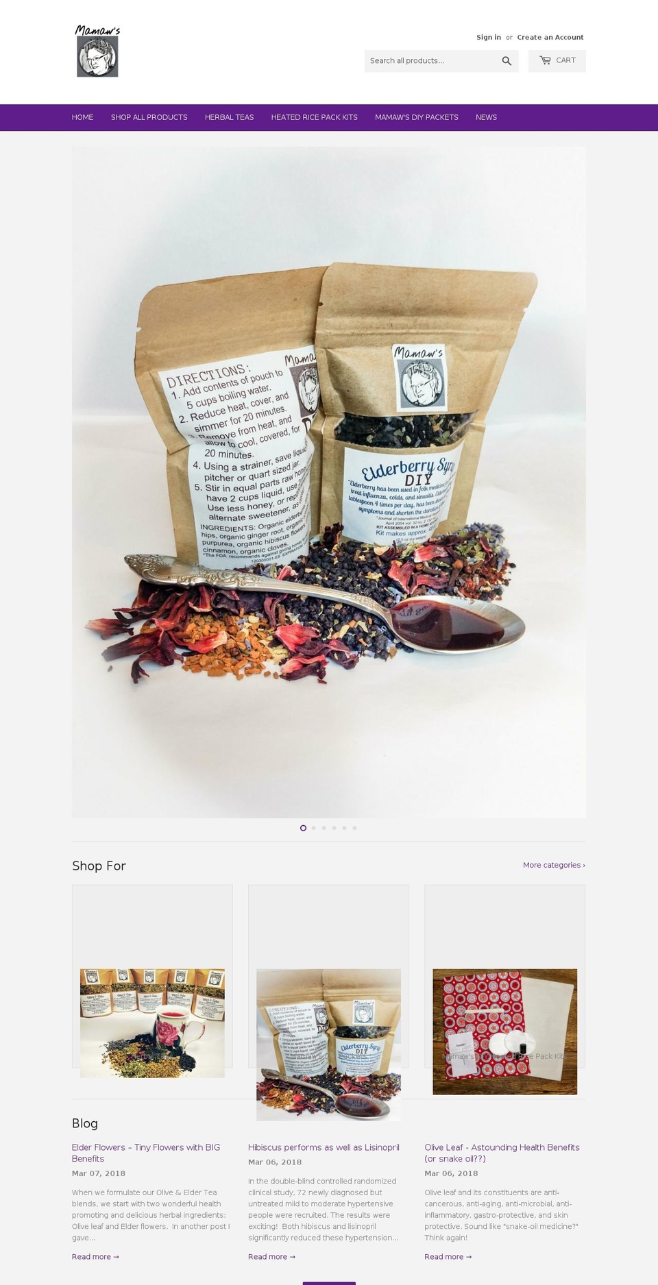 mamaws.com shopify website screenshot