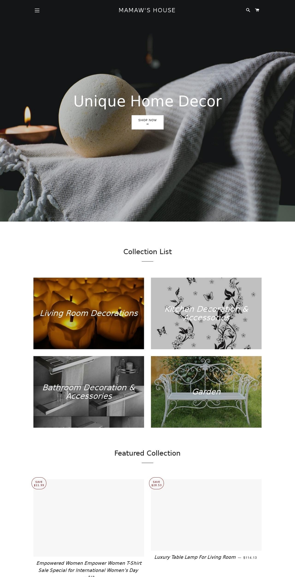 mamawshouse.com — Shopify storefront screenshot