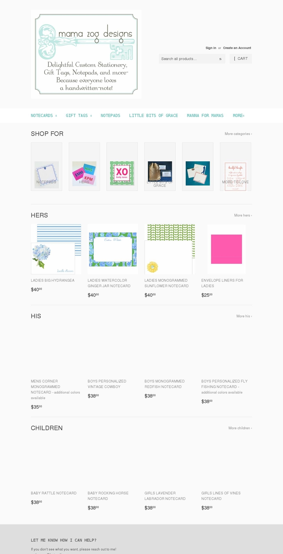 mamazogdesigns.com shopify website screenshot