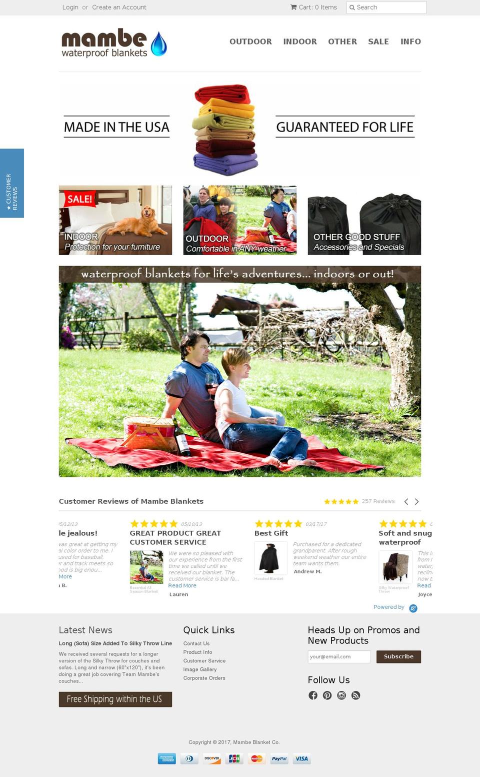 mambeblankets.com shopify website screenshot