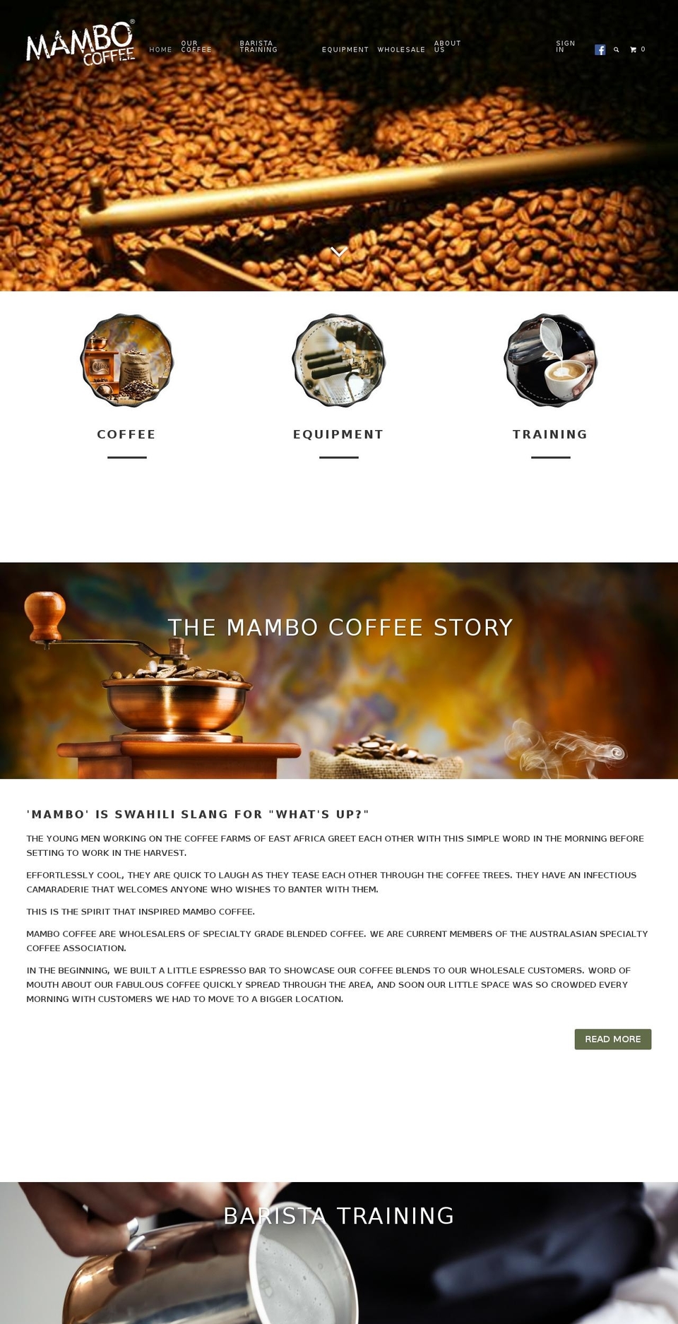 mambocoffee.com.au shopify website screenshot