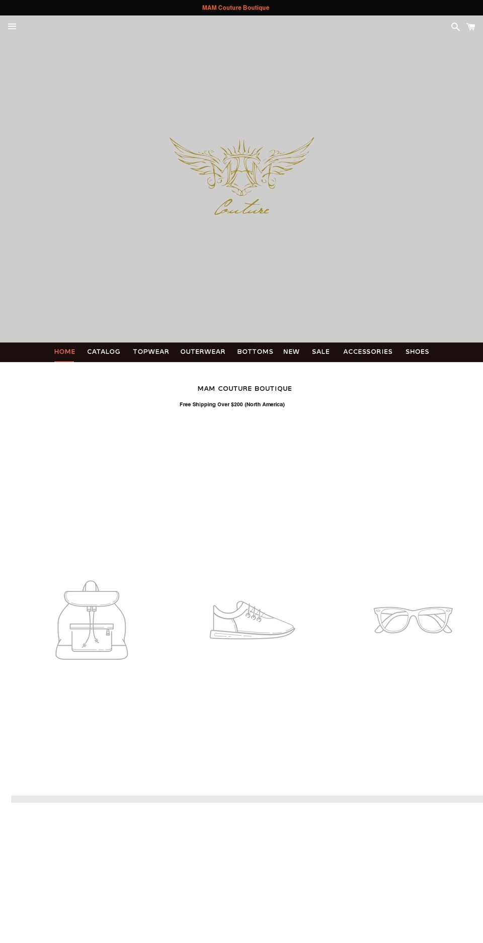 mamcoutureboutique.com — Shopify storefront screenshot