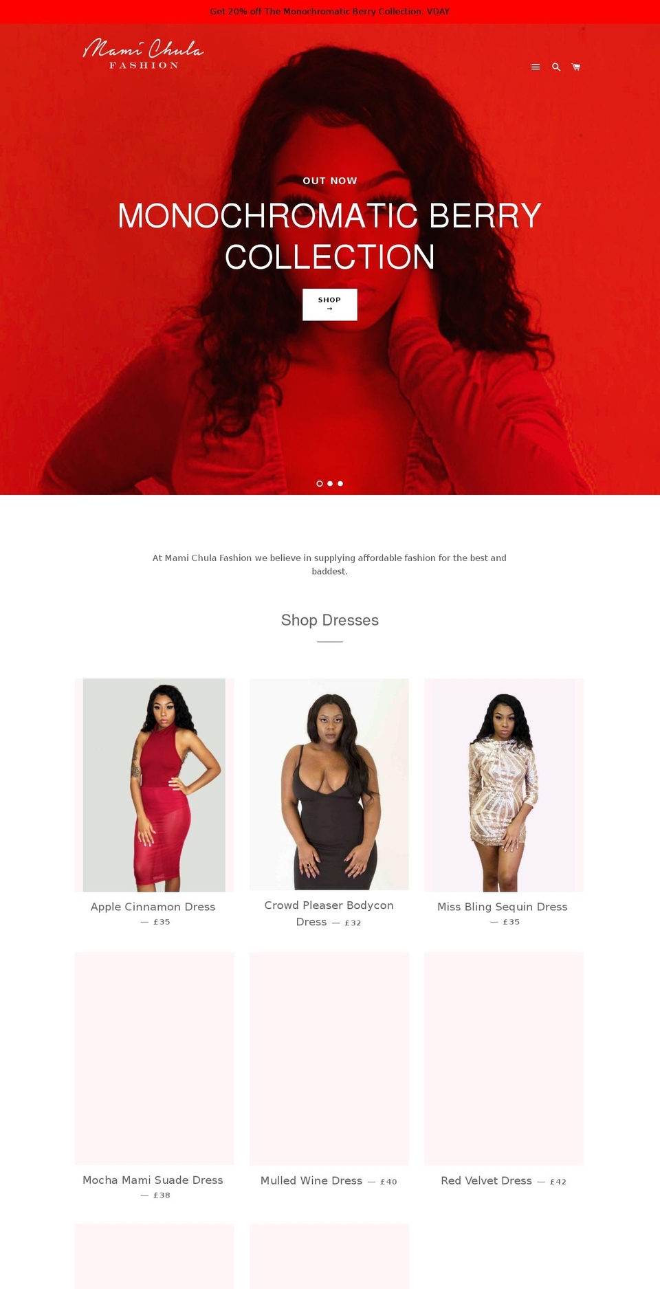 mamichulafashion.com — Shopify storefront screenshot
