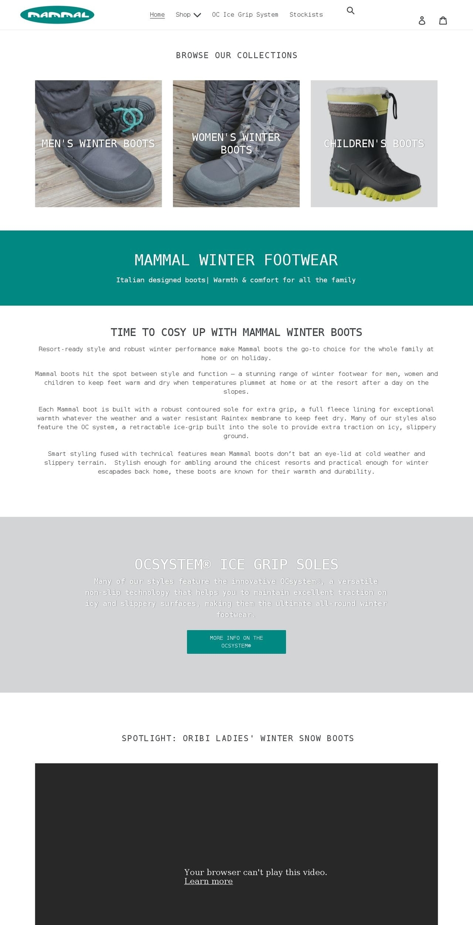 mammalboots.co.uk shopify website screenshot