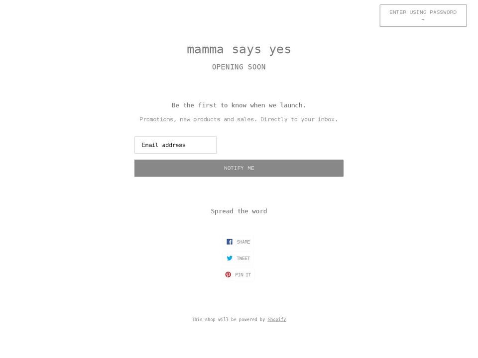 mammasaysyes.com.au shopify website screenshot
